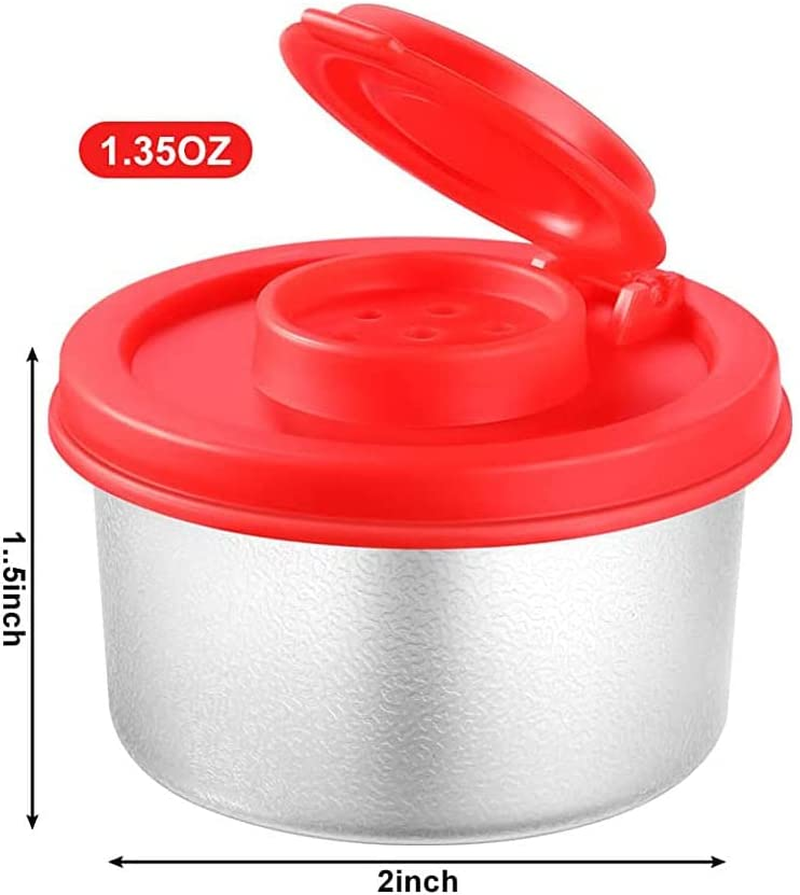 4Pcs Red Salt and Pepper Shakers,Mini Salt Shaker Easy to Go Camping Picnic and BBQ Outdoors Kitchen,Damp Proof Spice Dispenser Set for Travel image number 4