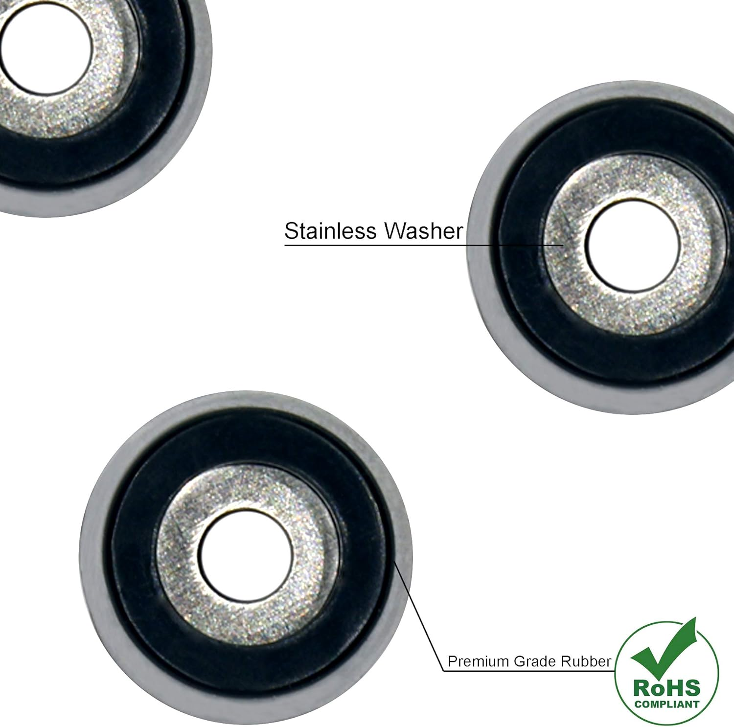 Rubber Cutting Board Feet with Stainless Washer and Screws, 1/2&rdquo; Small Black round Rubber Feet, Non Slip Bumper Pads for Furniture, Electronics & Application,20 Pack