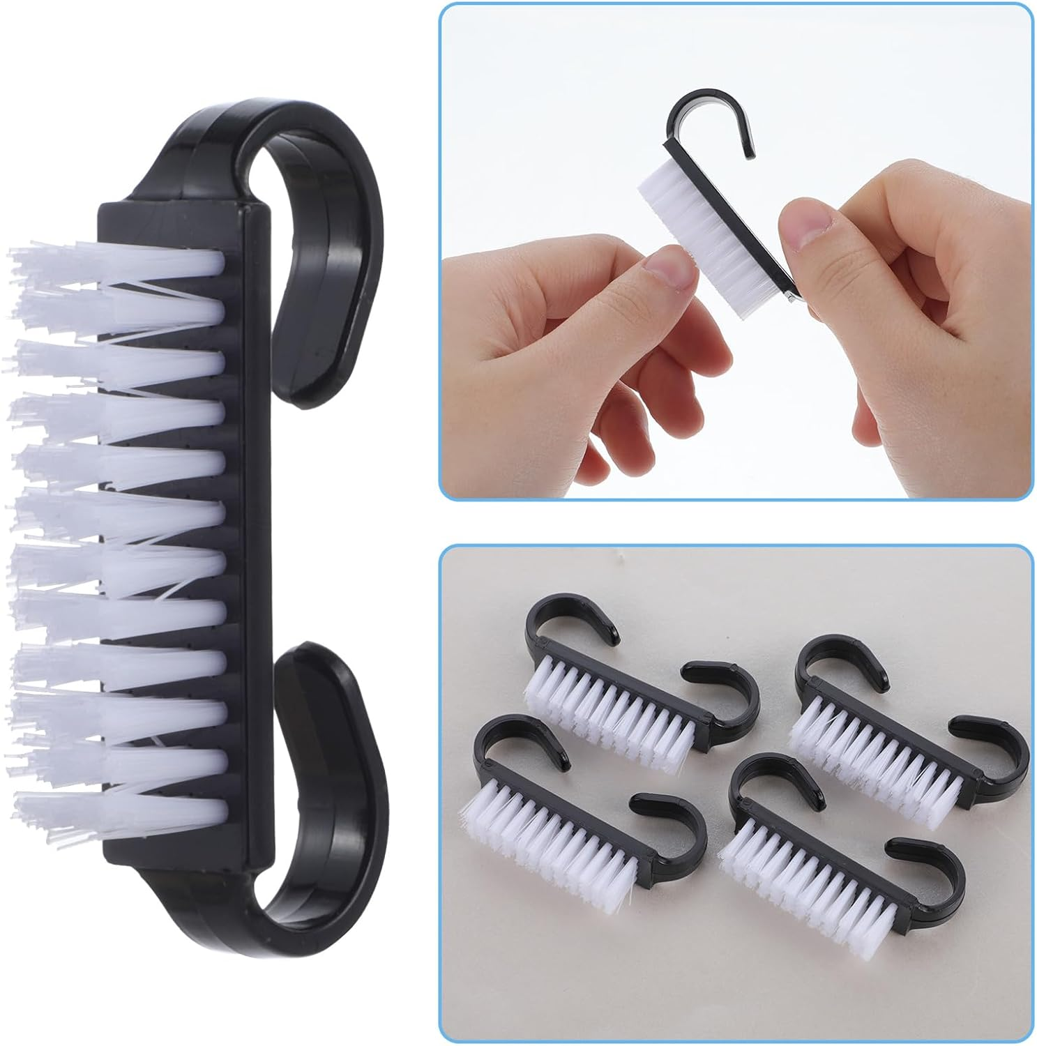 20 PCS Nail Brush for Cleaning Fingernails, Nylon Nail Cleaning Brush, Small Nail Scrubber Brush, Handle Grip Nail Brush Fingernail Brush Cleaner Tools for Toes and Nails, Black image number 6