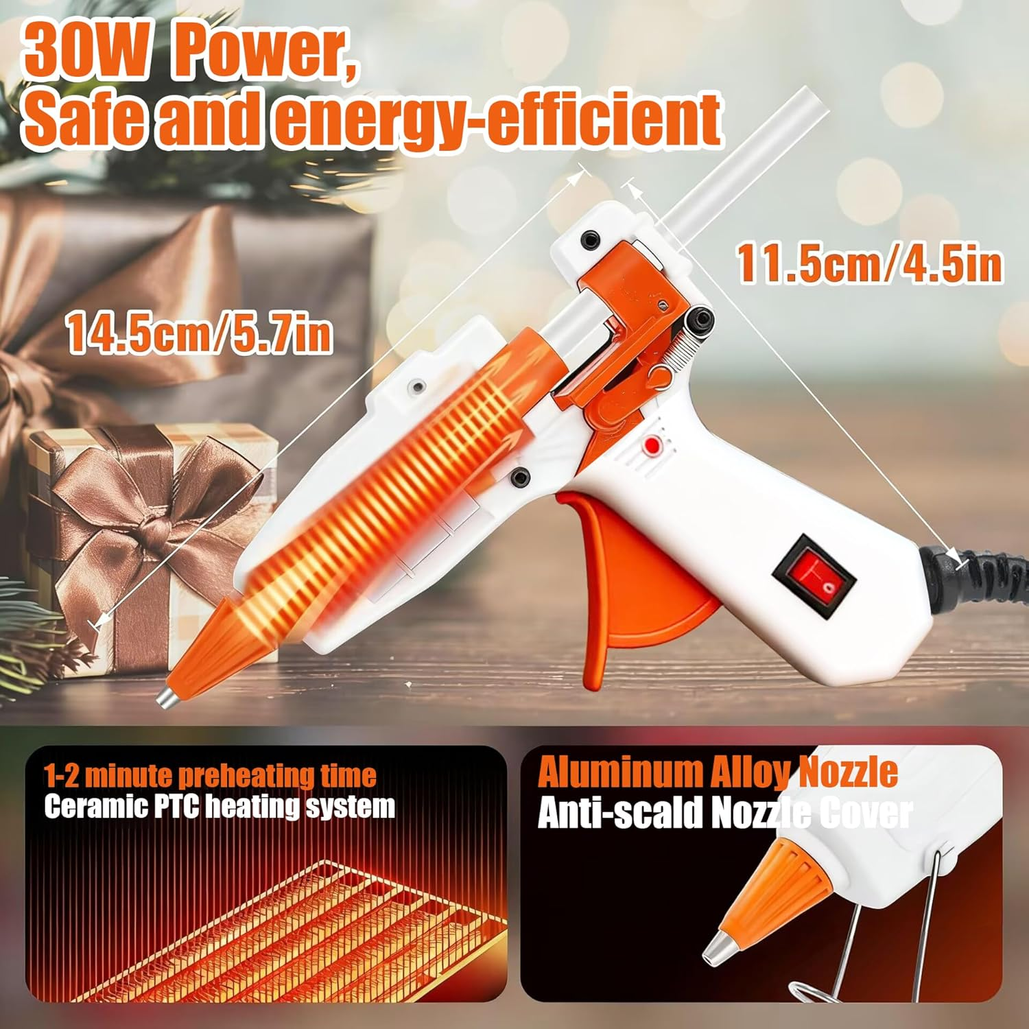 Mini Glue Gun Kit with 42 Gun Sticks(150Mm X 7Mm) for Australia, 30W Fast Heating Hot Melt Gun, Lightweight Craft Hot Glue Gun for School Crafts DIY Arts and Quick Home Repairs