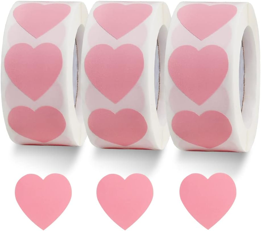 1500 Labels Blue Heart Stickers 1 Inch Heart Coding Shape Paper Labels for Wedding Anniversaries Invitation Envelopes Cute Decals for Water Bottle Packaging(3 Pcs/500 per Roll) - Light Purple image number 4