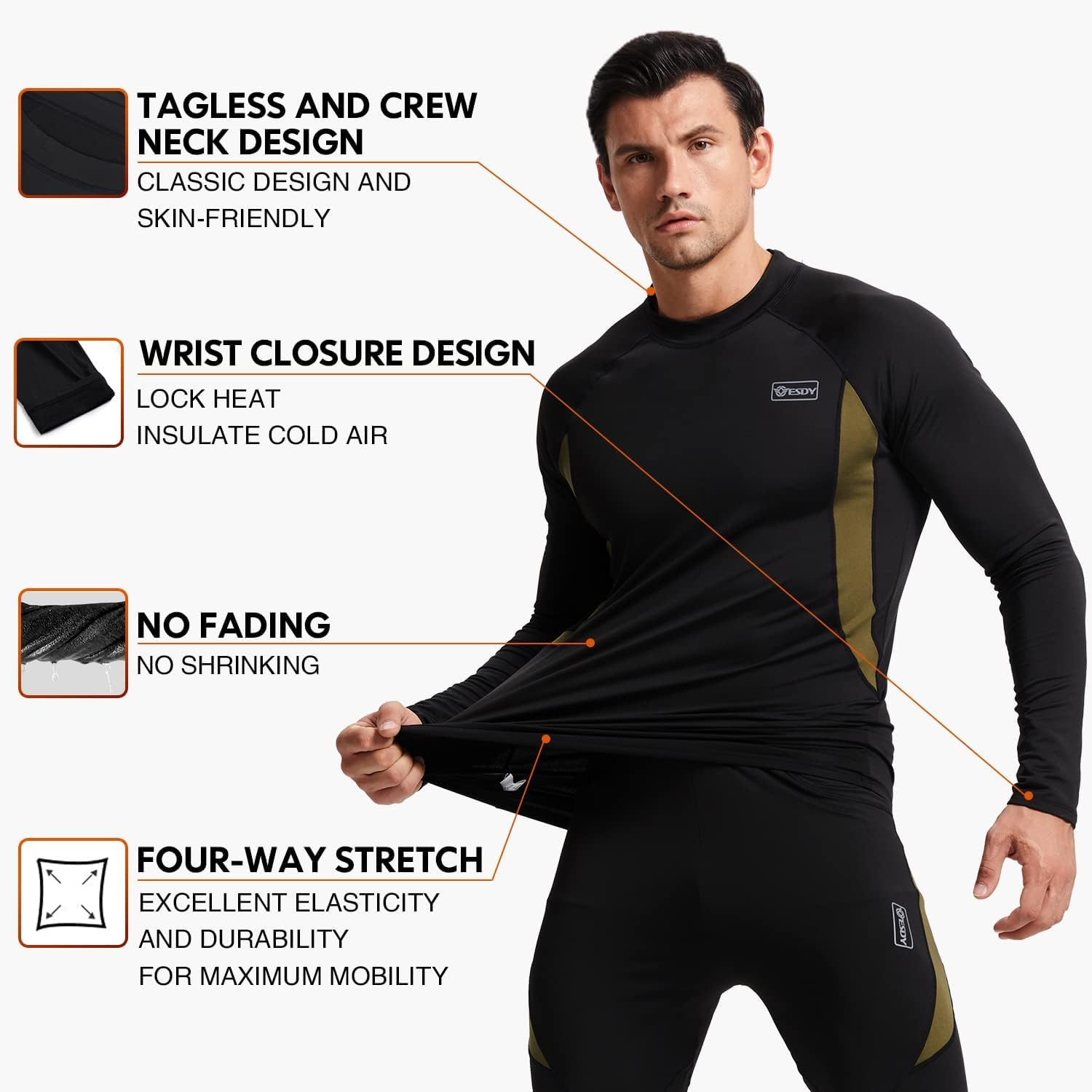 LI FITNESS Ski Thermal Underwear Set for Men image number 5