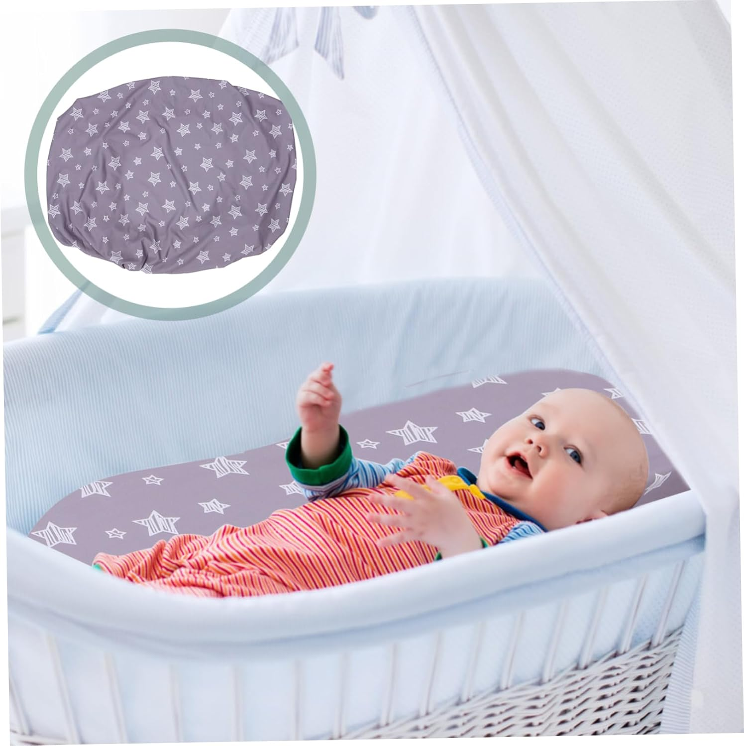 Changing Pad Cover for Diaper Changing Table Soft Breathable and Skin-Friendly Sleeve for Boys and Girls Easy to Use Star Design image number 3