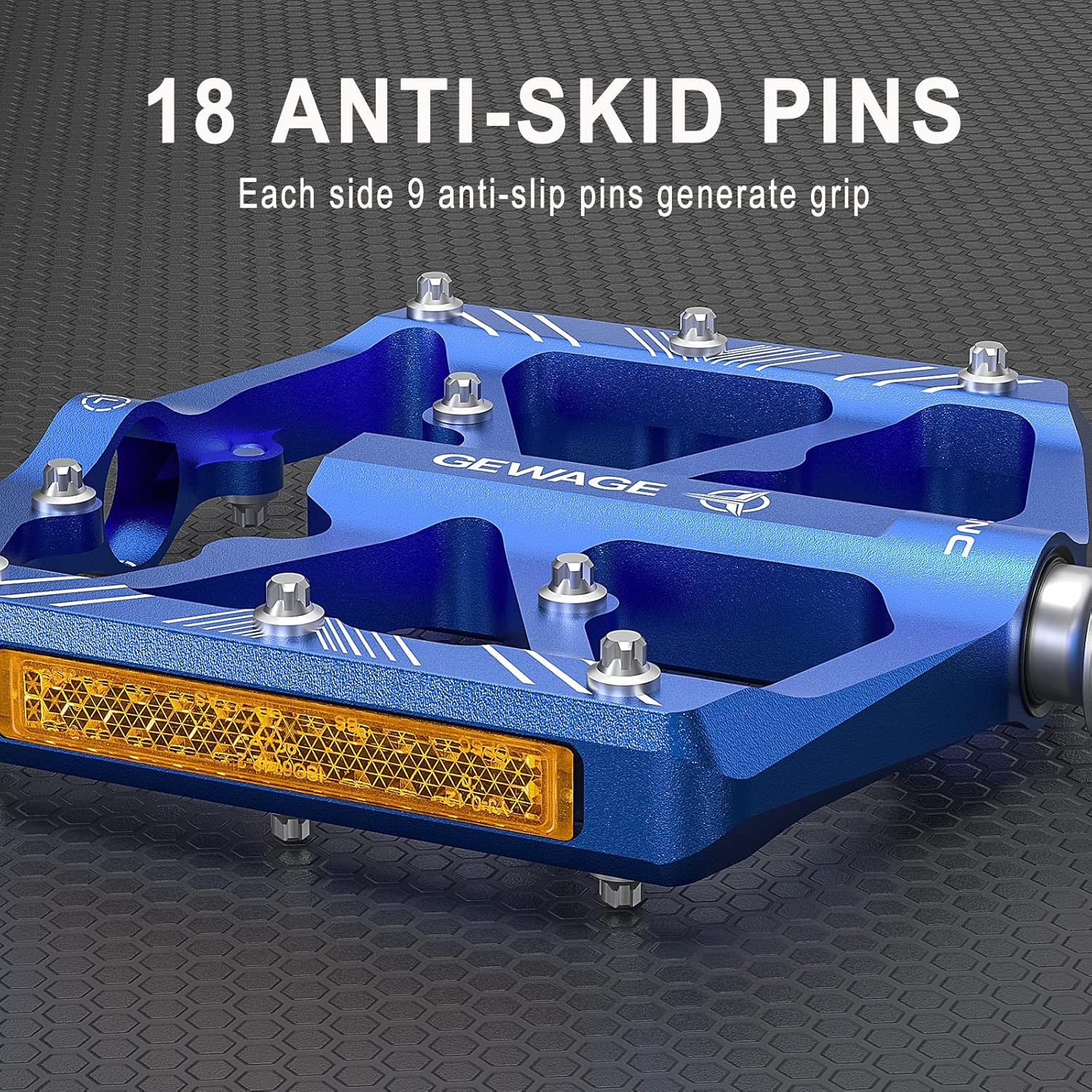 Bike Pedals 9/16 Inch - Bicycle Pedals with Reflectors - 3 Sealed Bearings MTB Pedals Wide Platform Pedals for Mountain Bike, BMX, Road Bike Pedals - Black image number 7