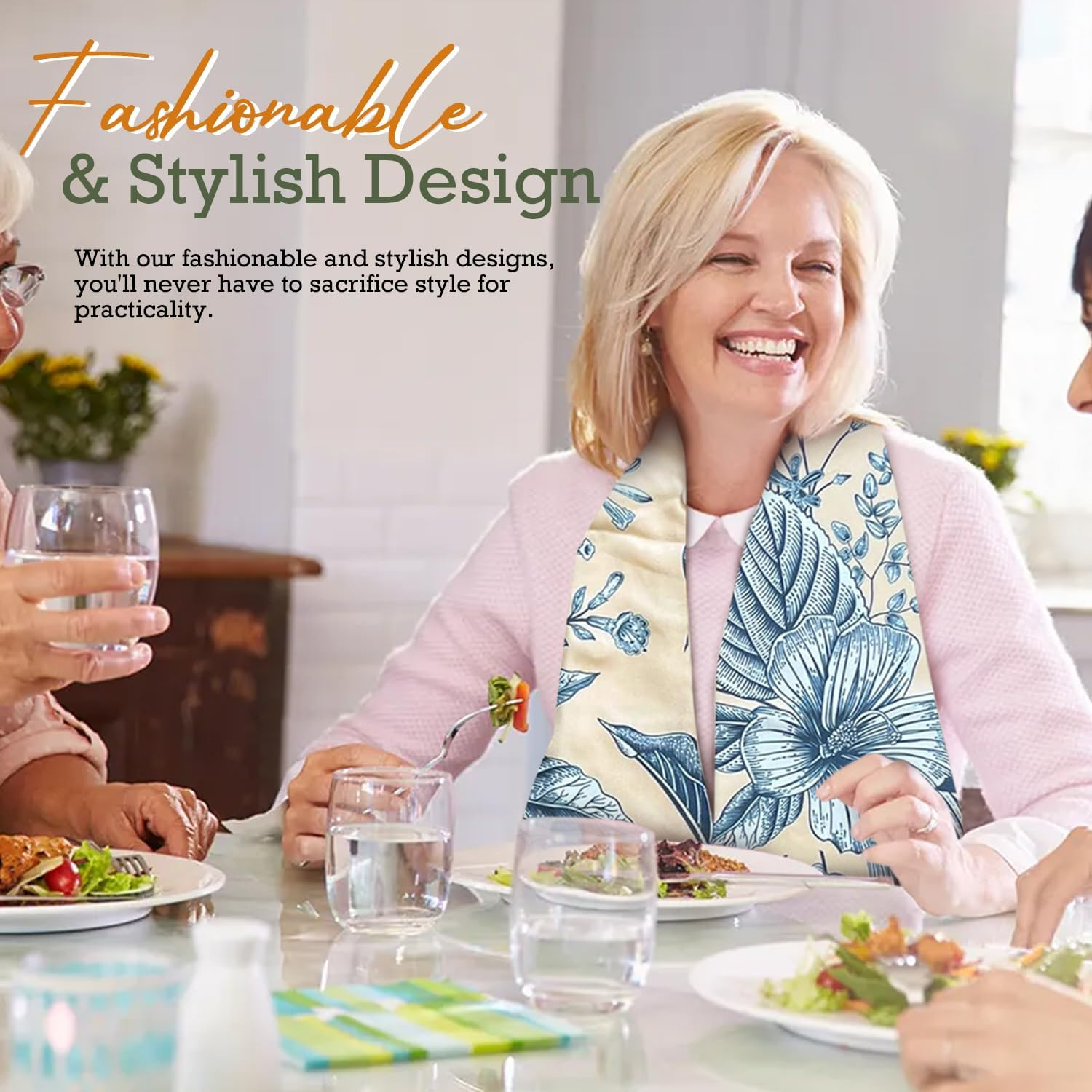 Dignity Bib &ndash; Adult Bibs for Elderly Men & Women&ndash; Washable 100% Microsuede Fabric &ndash; Elegant, Soft &ndash; Perfect for Dining &ndash; Snap Closure &ndash; Water and Stain Resistant image number 1