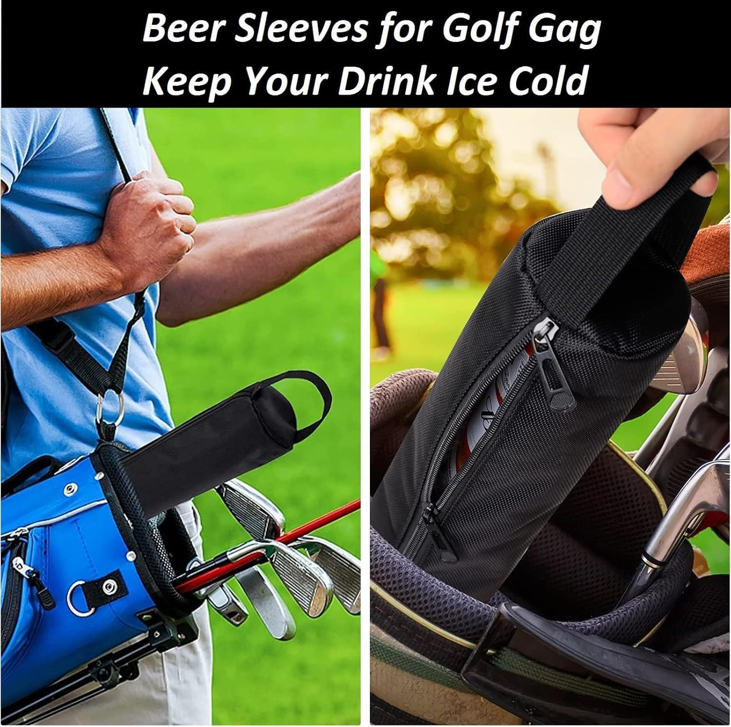 Beer Sleeve for Golf Bag, 7-Can Insulated Cooler Sleeve, Leak Proof & Adjustable Strap, Fits Most Golf Bags, Keeps Beverages Cold on the Course, Ideal Golfs Accessories & Gift image number 3