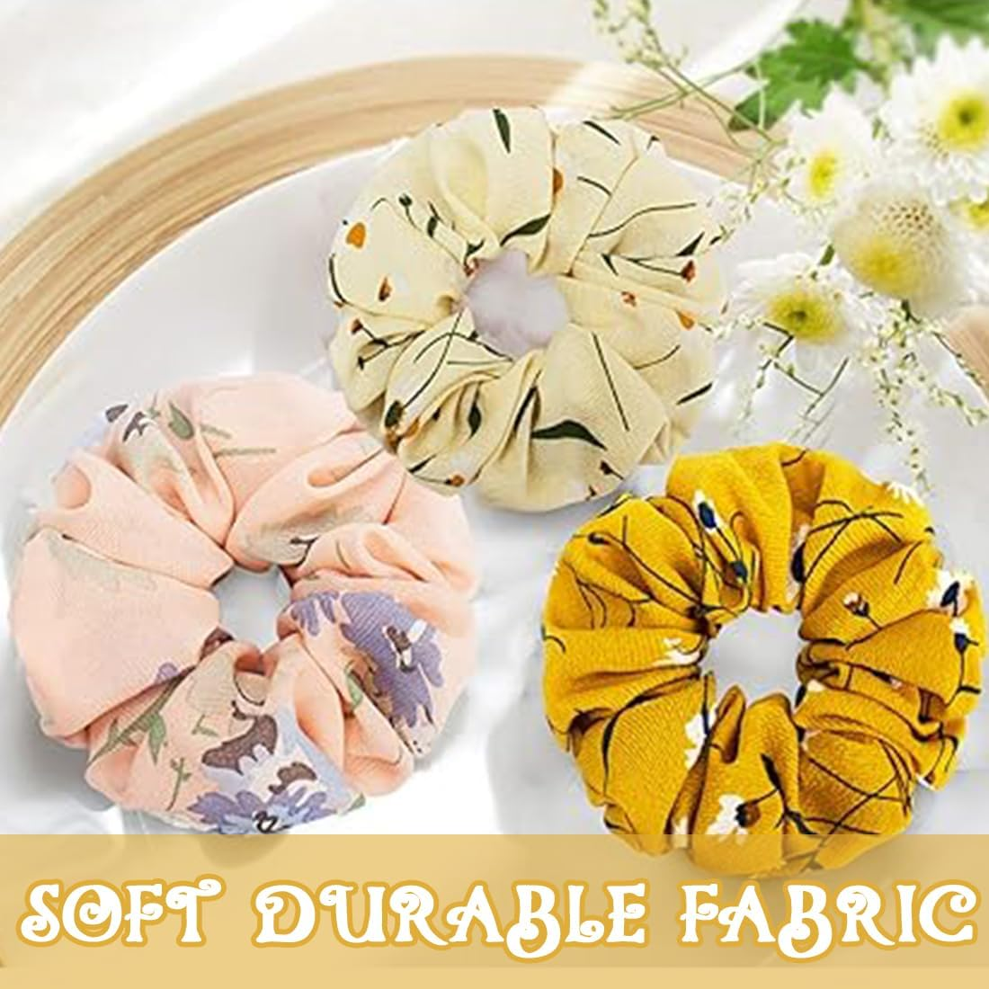 LAKJUOZ Pack of 8 Women'S Scrunchies, Premium Velvet Hair Bobbles, Premium Satin Hair Bobbles, Plain Elastic Thick Bands, Soft Ropes, Ponytail Holder, Women Hair Accessories