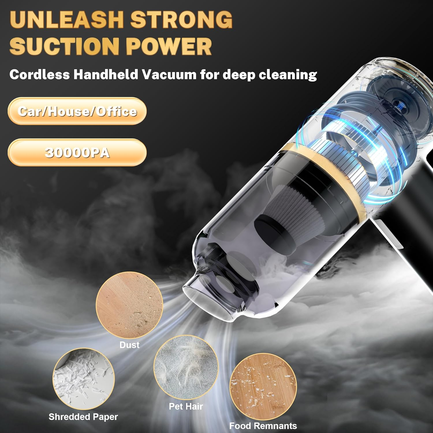 Cozylady Cordless Car Vacuum Cleaner, 25000PA High Power Handheld Vacuum, 4-In-1 Mini Vacuum & Air Duster Blower for Car, Home, Keyboard, Pet Hair image number 1