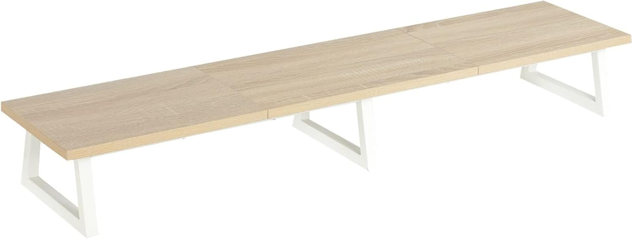 TEAMIX White Dual Monitor Riser for 2 Monitors-42Inch, Wood Desktop Dual Stand with Metal Legs, Long Screen/Pc/Laptop Storage,Computer Shelf TV Holder Home Office (White) image number 4