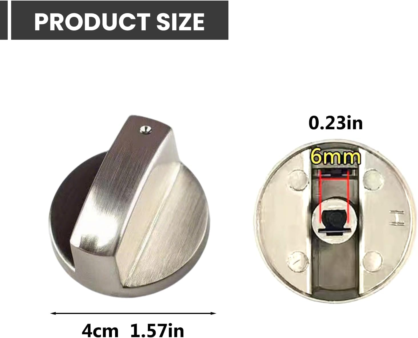 Xlihdzum 4PCS Universal Silver Gas Hob Knobs - Metal Switches for Kitchen Cooker Stove Oven Cooktop, Replacement Control Knobs for Gas-Appliances with Precise Sizing and Zinc Alloy Hob Knob image number 1