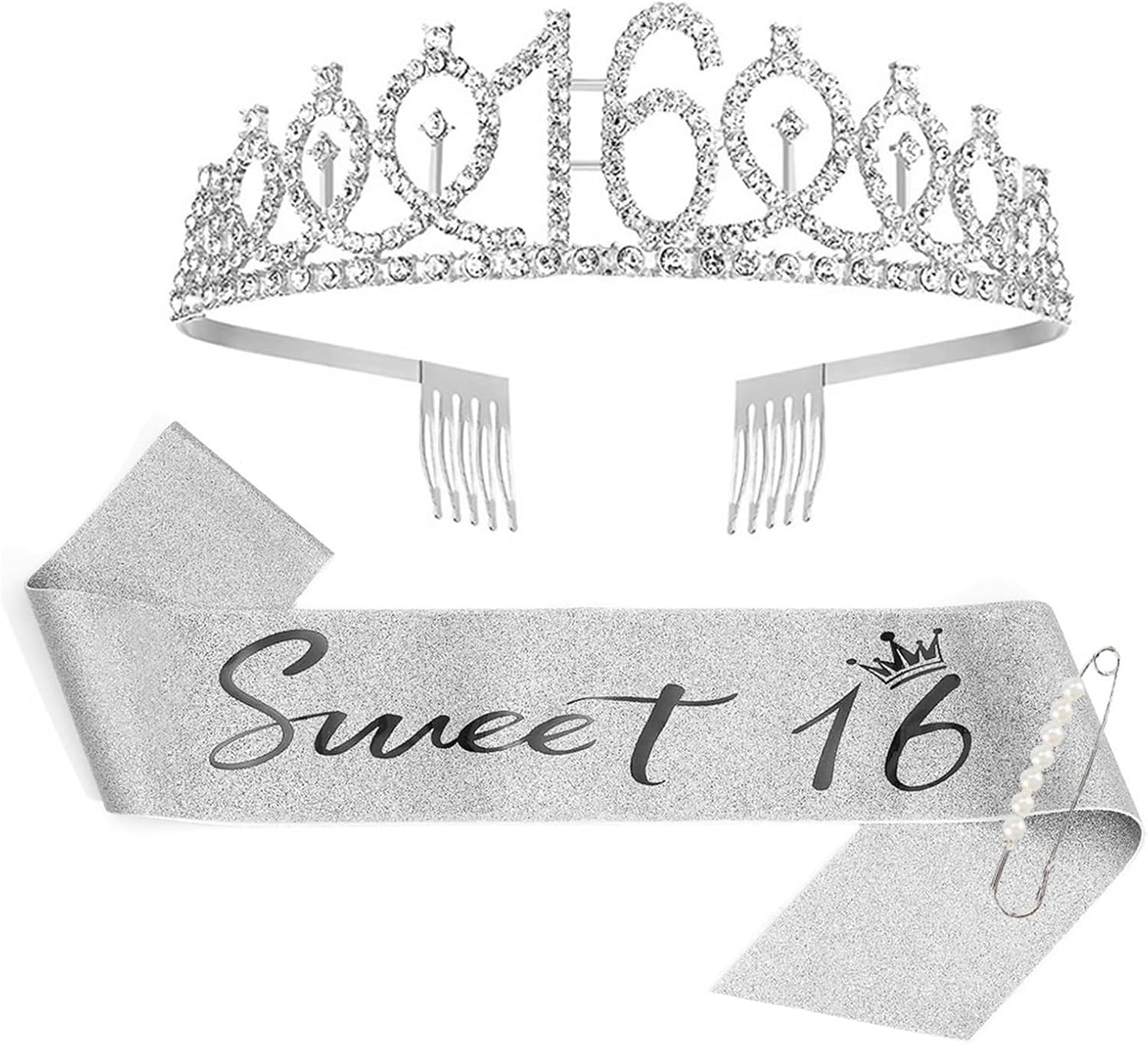 21St Birthday Crown and Sash, Silver 21St Birthday Decorations for Girl 21 Years Old Girl Birthday Gifts 21St Birthday Happy 21St Birthday Party Favor Supplies image number 1