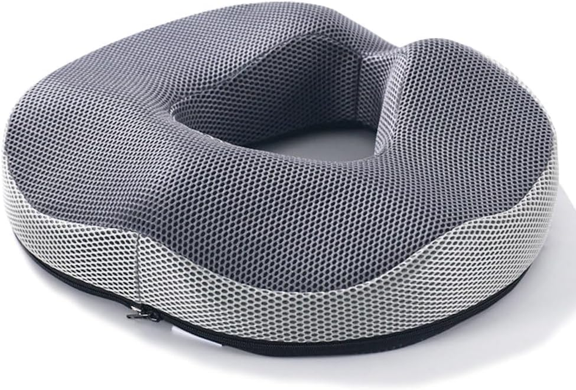 Seat Cushion, Ergonomic Donut Cushion for Office and Car Chair, Sciatica Pain Relief, Memory Foam Seat Cushion with Washable Cover, Lumbar Support Cushion for Long Sitting (Blue)