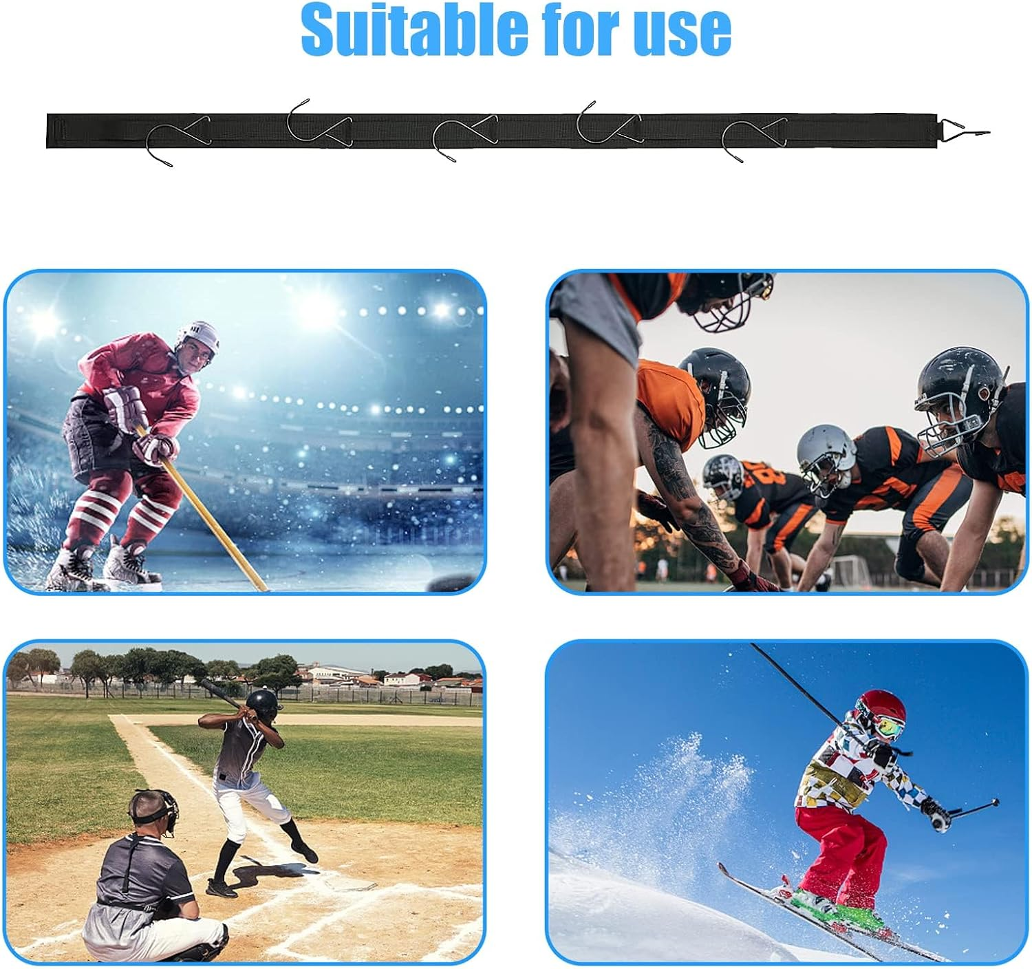 Hockey Hanger Portable Hanging Dryig Rack Hockey Gifts for Home and Outdoor Using in Ice Hockey Skating Football Camping Fishing 5 Hooks (Black) image number 2