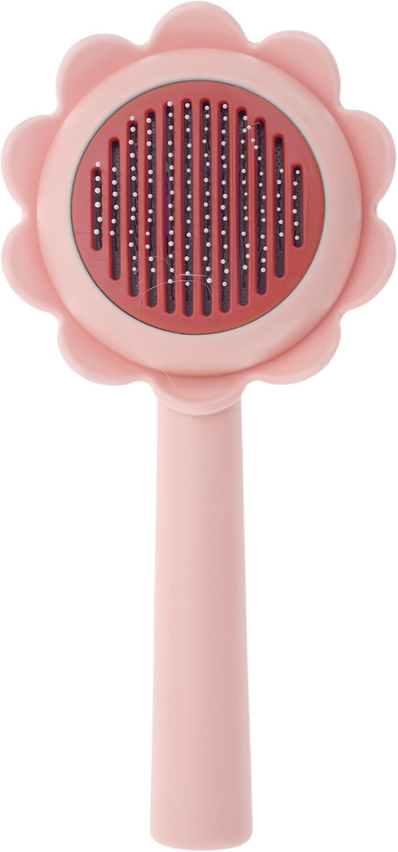 CAPASTEC Pet Brush, Cleaning Brush for Cats and Dogs, Flower Shape Pet Grooming Brush Tool, Easy Detangling Puppy Brush for Hair Massage Indoor and Outdoor, Pink image number 2
