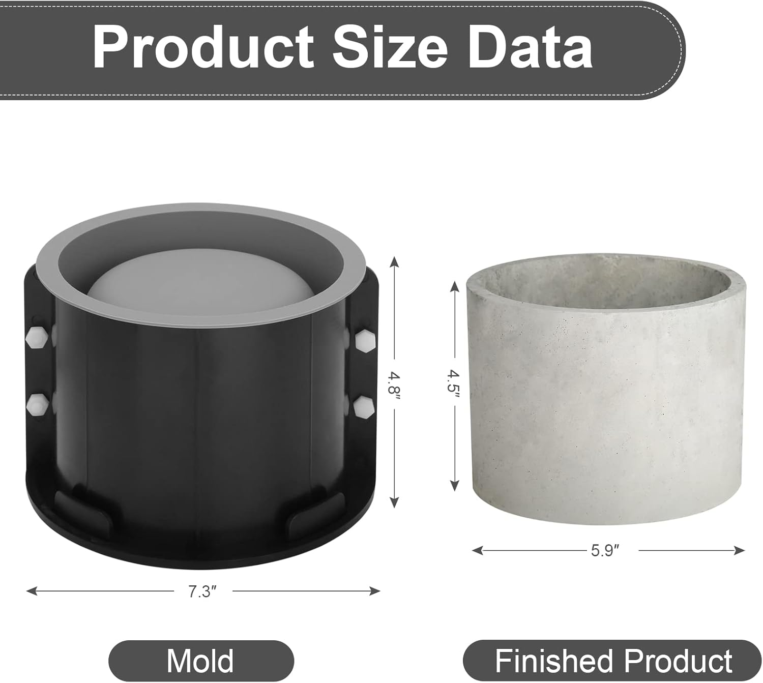 Osilifen Big round Silicone Planter Mold, 7 Inch Large round Concrete Molds for Cylinder Flower Pot Making, DIY Handcraft image number 4