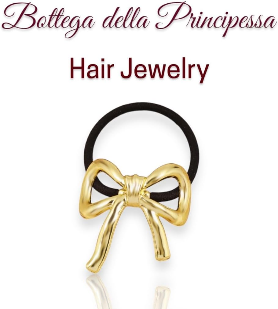 Bottega Della Principessa Set of 3 Hair Bobbles with Golden Metal Hair Accessories for Women Gold image number 3