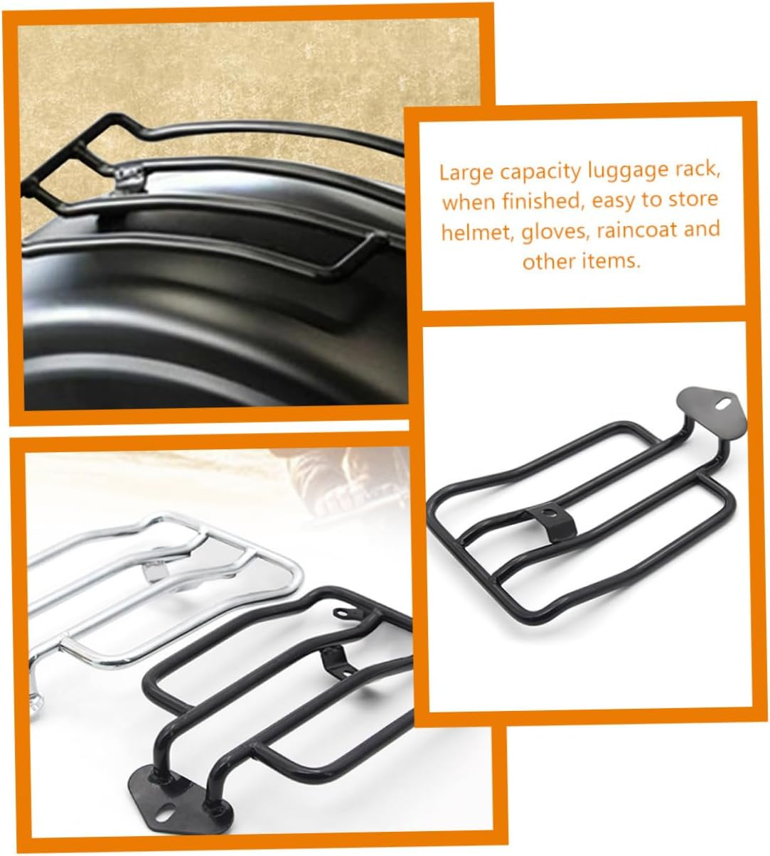 Ibasenice Universal Black Metal Motorcycle Luggage Rack Rear Seat Rear Luggage Bracket Quick Release Motorcycle Accessories for Men Mount image number 5