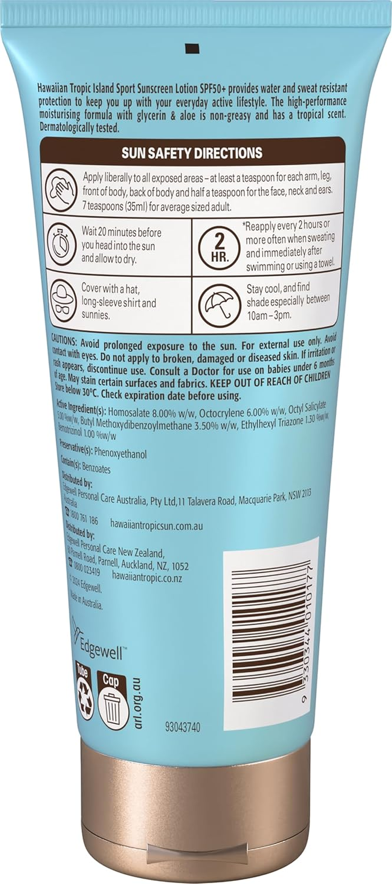 Hawaiian Tropic Island Sport Sunscreen Lotion SPF50+ 180Ml, Sweat-Resistant, 4-Hour Water Resistant, Non-Greasy image number 2