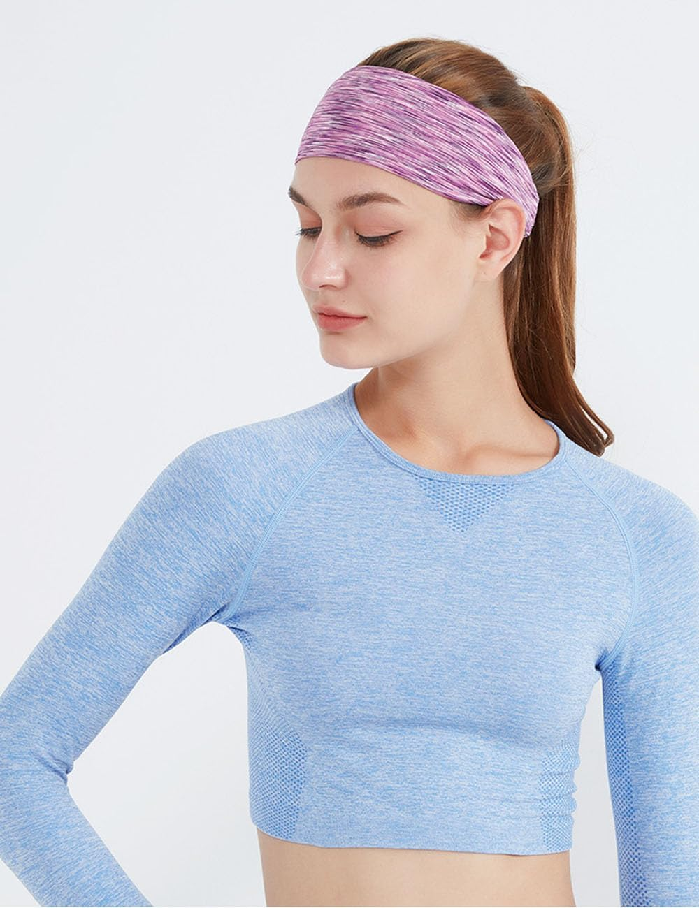 Workout Sweatbands Sports Yoga Hairbands 3Pcs, for Fitness Elastic Athletic Non Slip Wicking Headscarf for Womens image number 6