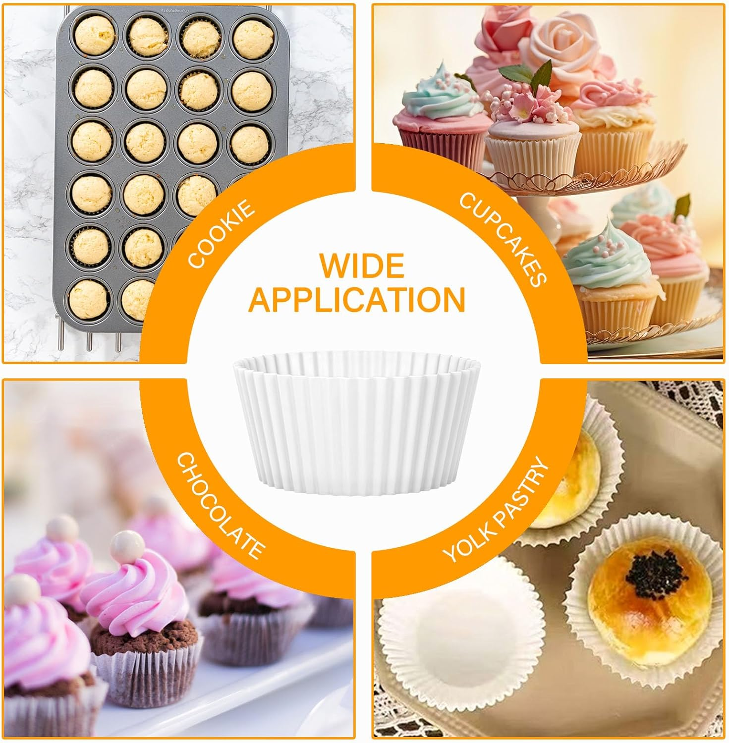 1000 Pcs White Mini Cupcake Liners, Greaseproof Small Muffin Liners Baking Cups, Disposable Candy Paper Cup Wrappers for Wedding Birthday Party (White) image number 1