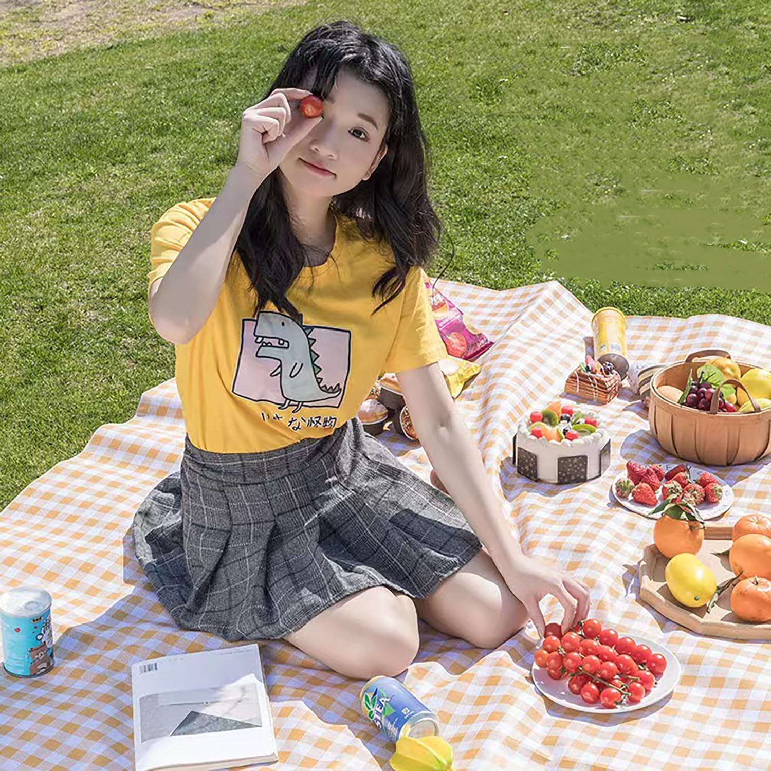 Extra Large 200X200Cm Picnic Blanket, Foldable Waterproof Mat for Camping, Beach, Park, Family & Outdoor Enthusiasts, Lightweight Portable with Carry Handle, Red/White Grid Design image number 6