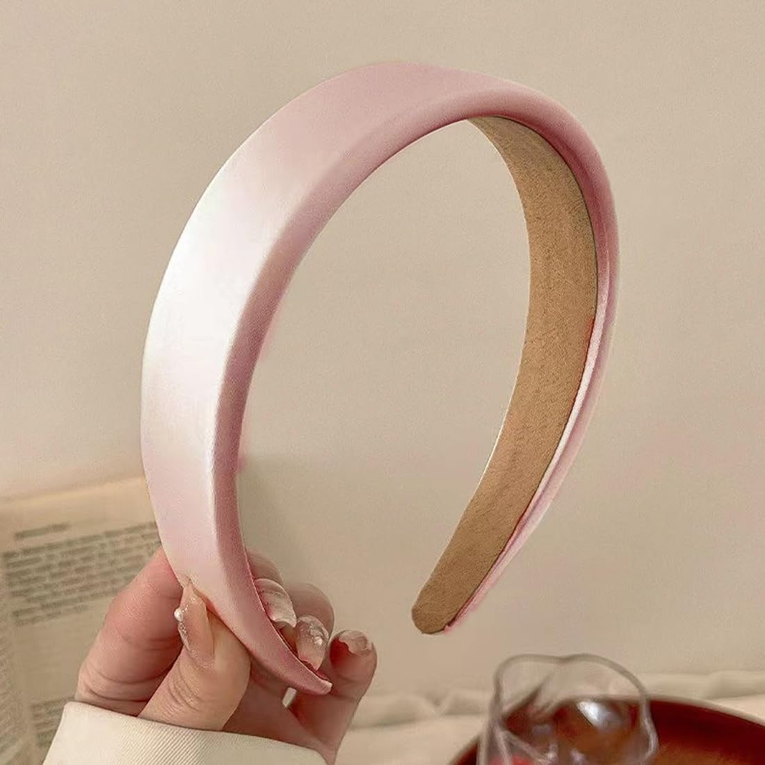 YUZNA Pink Women'S Wide Padded Headband Pink Hair Band as Hair Accessories for Dirndl Oktoberfest and Costumes image number 5