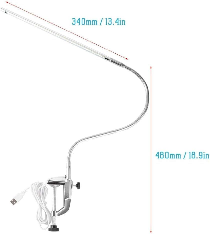 Desk Light with Clamp, USB LED 8W Clip Nail Desk Lamp Eye Care Flexible Gooseneck 360&deg; Clamp Light for Manicure Reading Eyebrow Office Tattoo (Beads)