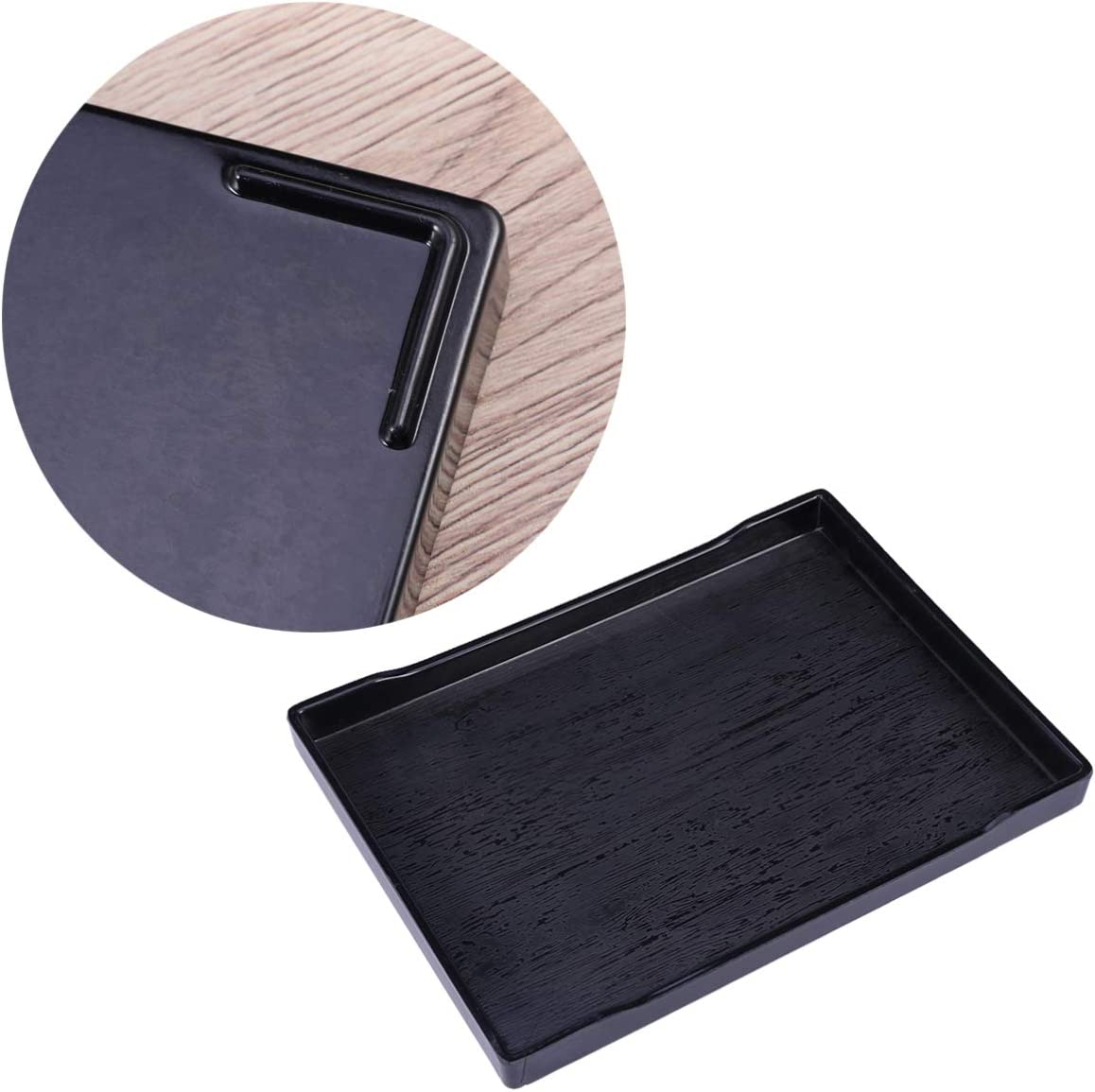 TEHAUX Reptile Food Bowl, Tortoise Large Food & Water Dish Reptile Large Plate Basking Platform Fits for Feed Bath (Black, 24.5 * 18 * 2Cm) image number 5