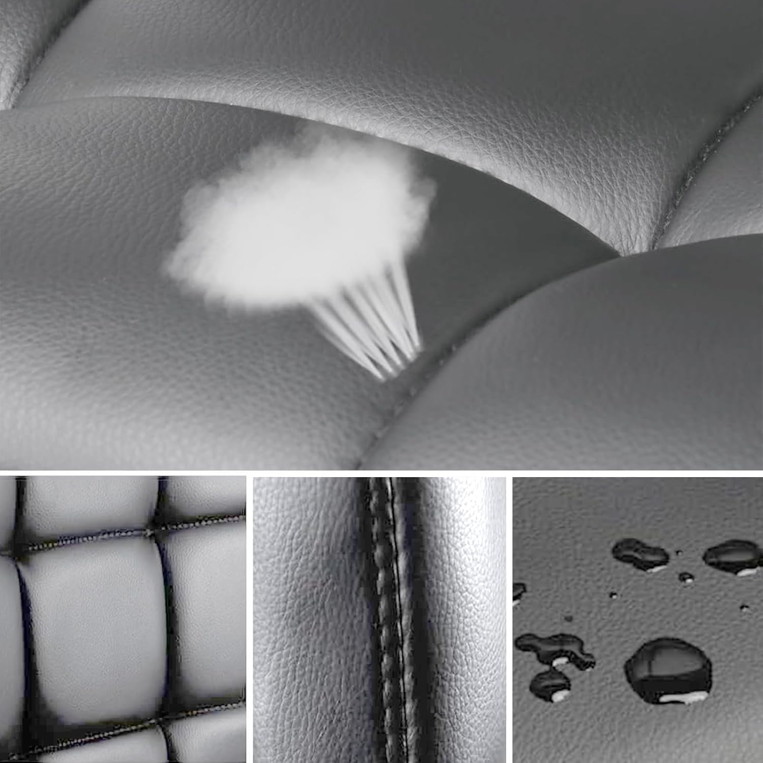 LIODUX Vanity Chair, PU Leather Makeup Armless Chair with Back, Ergonomic 360&deg; Rolling Swivel Stool, Adjustable Modern Height Vanity Stool, Salon Spa Stools with Wheels for Home Work Office (Grey) - Black image number 2