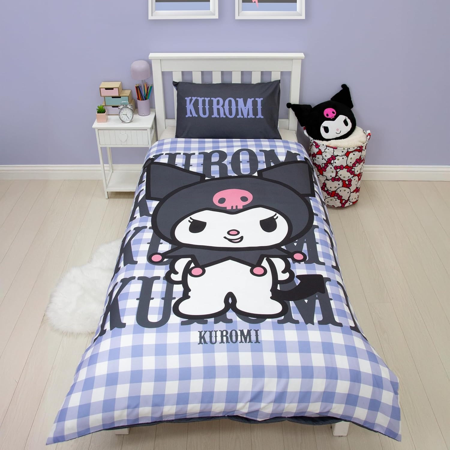 Character World Hello Kitty Officially Licensed Rebel Design Single Duvet Cover Set | Reversible 2 Sided Kuromi Bedding Including Matching Pillow Case | Perfect for Kids Bedroom | Polycotton image number 3