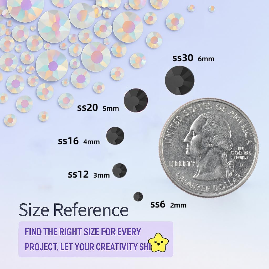 Resin Flatback Rhinestones for Nails DIY Crafts Bedazzling Non-Hotfix Mixed Sizes 2-6Mm Black Gems - Orevan