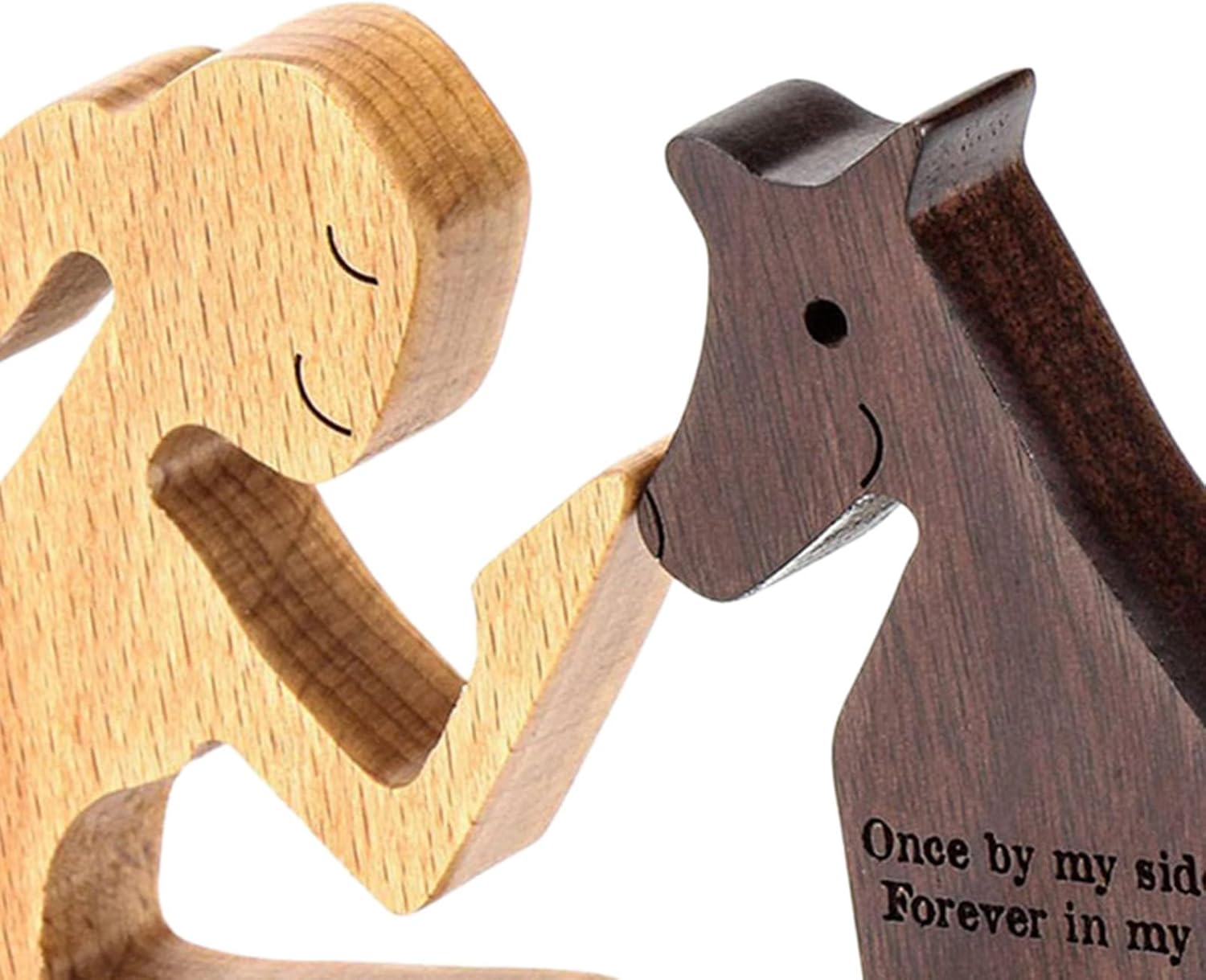 Folpus Wooden Man Dog Carving Model Man and Dog Wooden Statue Remember Friendship Hand Carved Wood Dog Human Statue for Dog Lover image number 6