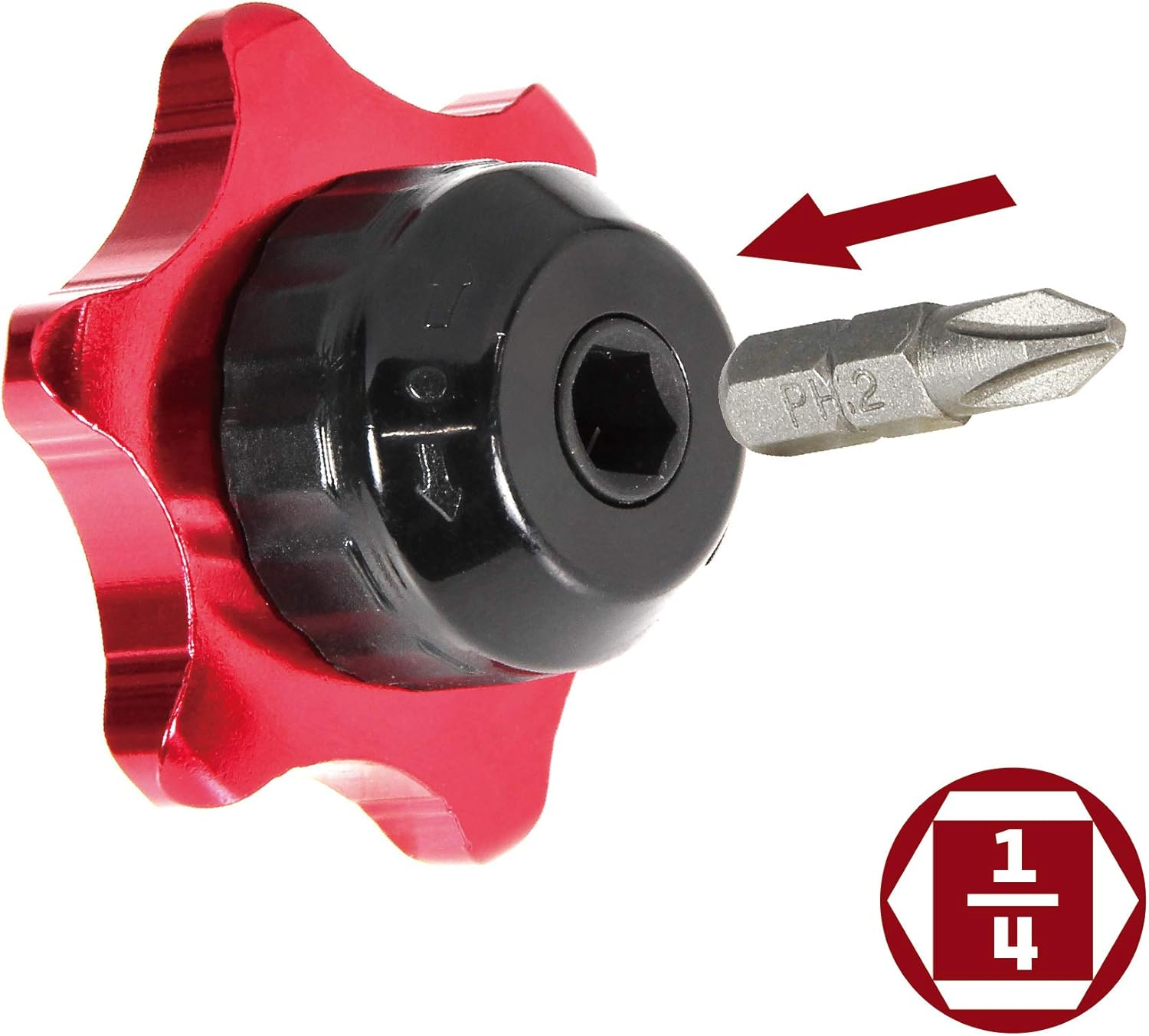 Powerbuilt 1/4-Inch Drive 2 in 1 Thumb Ratchet & Bits Driver, Finger Ratchet,Red,941248 image number 3