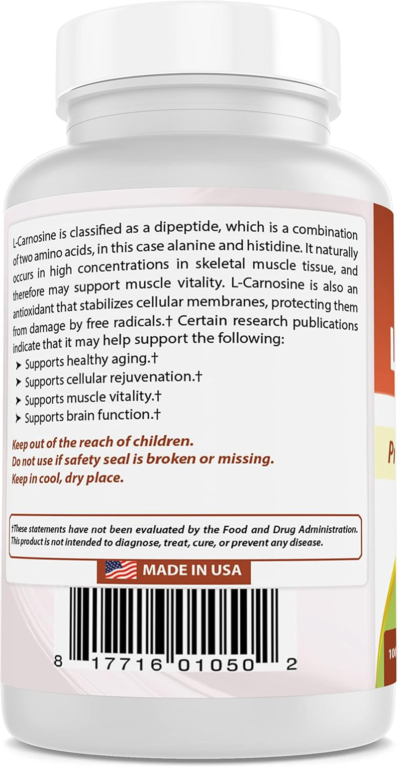 Best Naturals L-Carnosine 500 Mg 100 Vcaps (100 Count (Pack of 2))
