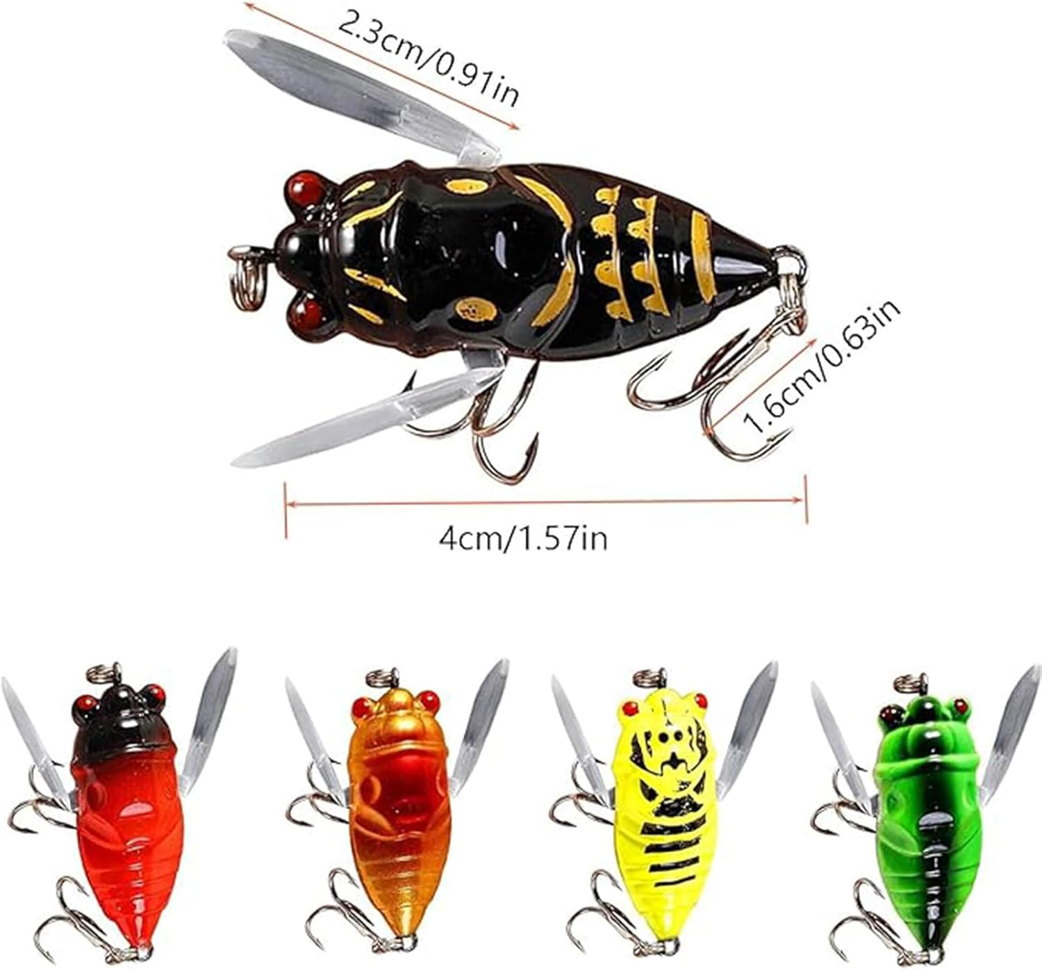 Cicada Fishing Lure, Lifelike 3D Holographic Eyes Freshwater Bait,5Pcs Artificial Bass Accessories for Fish Lures, Fishing Accessories