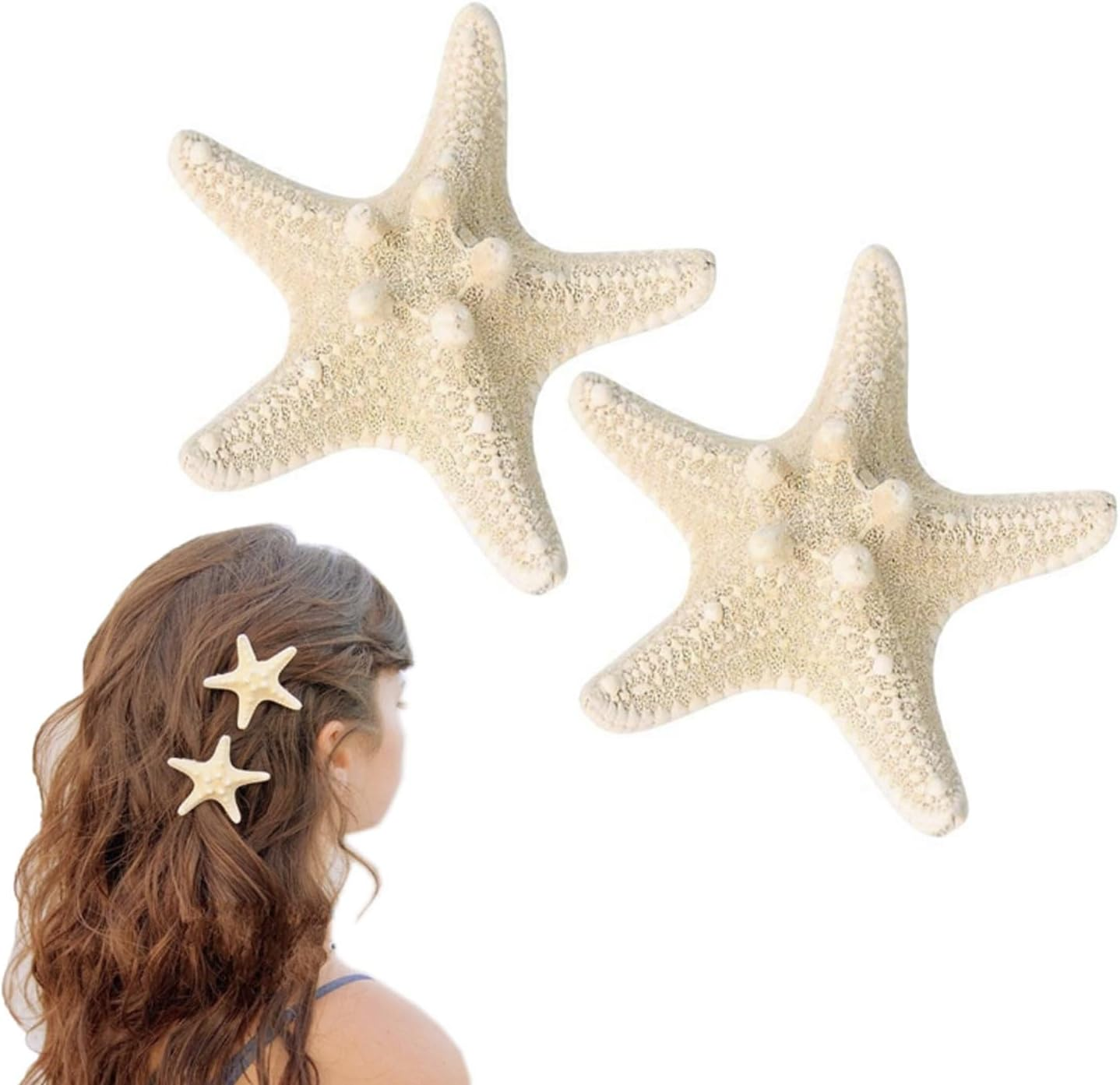 2 Pcs Starfish Hair Clip Resin Beach Sea Star Hair Pins Mermaid Hair Clips Accessories for Women and Girls
