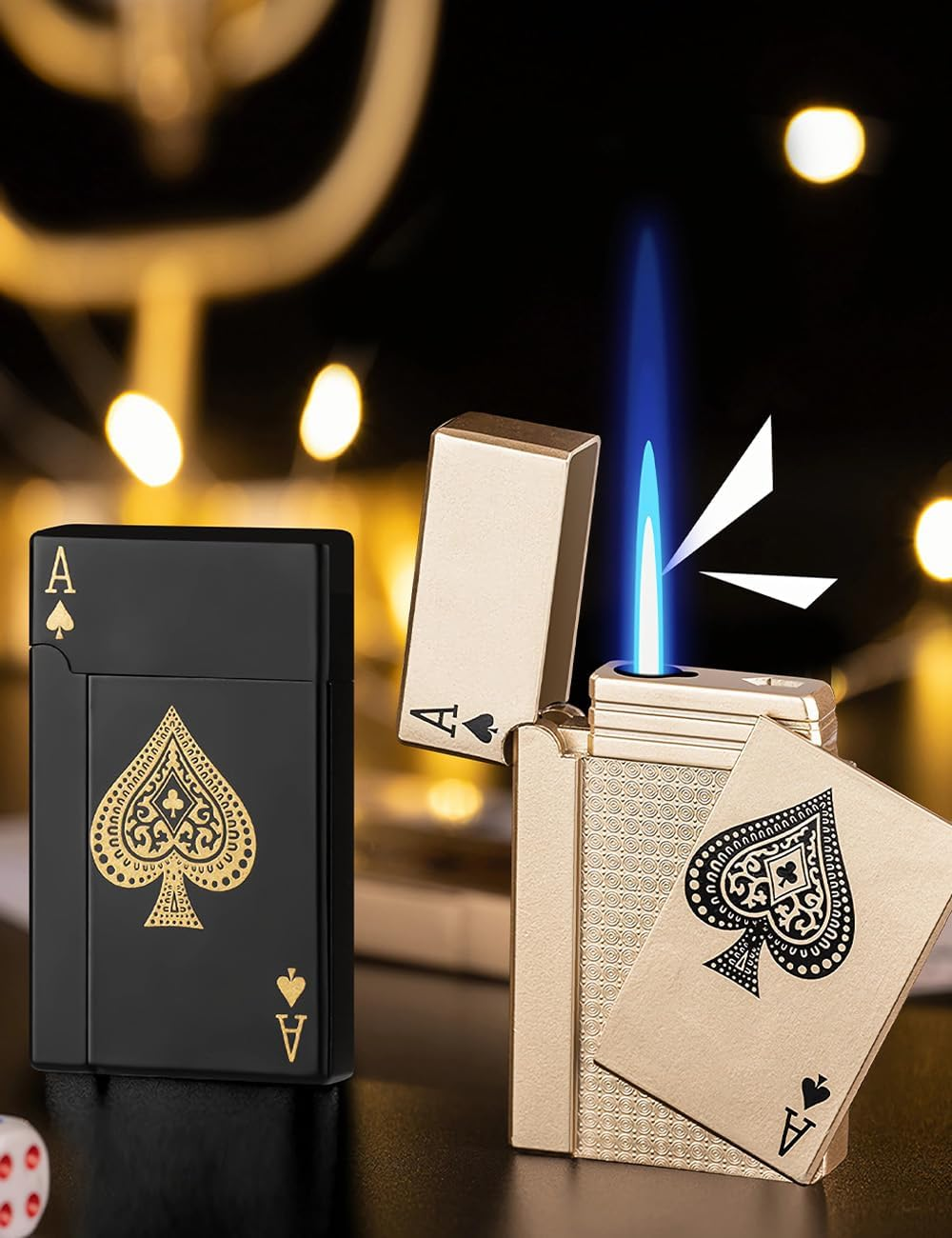 Windproof Jet Flame Lighter - Premium Zinc Alloy, Reusable with Adjustable Flame (Gas Not Include) image number 4