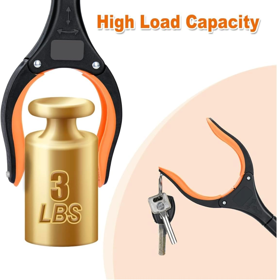 2-Pack Grabber Reacher Tool, 81 Cm Long Foldable Pick up Stick, 360-Degree Rotating Anti-Slip Jaw with Magnetic Grip, Orange image number 4