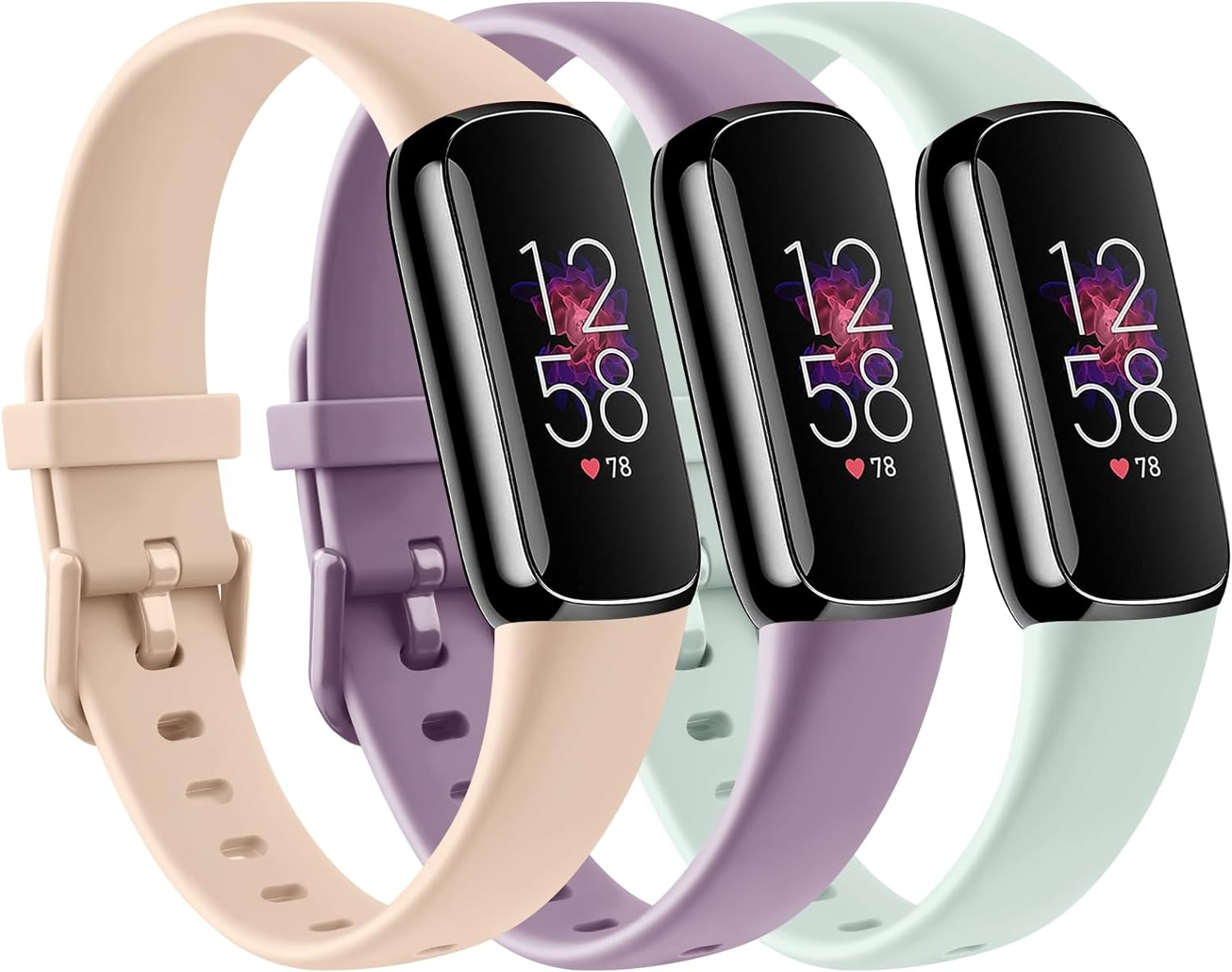 [3 Pack]Sport Bands for Fitbit Luxe Bands Women Men, Soft Classic TPU Small Large Adjustable Comfortable Replacement Strap Wristbands for Fitbit Luxe/Luxe Special Edition Fitness Tracker