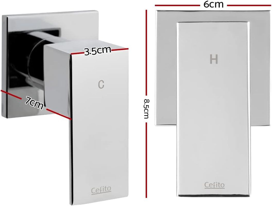 Cefito Shower Tap, 6 X 7 X 8.5Cm Mixer Showers Faucet Head Showerhead Tap Bath Accessories Bathroom Toilet Set Kitchen Fixtures Wall, for Hot and Cold Solid Brass Body Silver image number 4