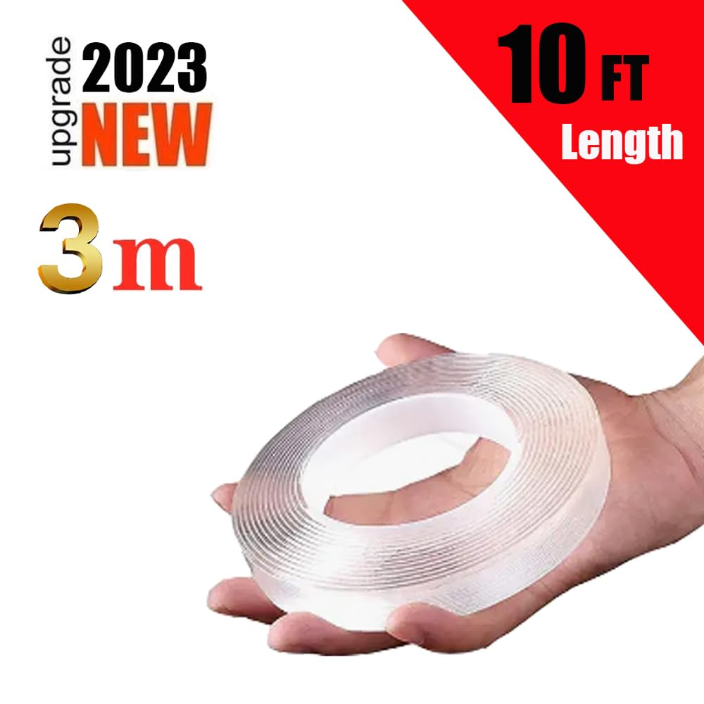 Heavy Duty Double Sided Nano Transparent Tape 3 Meter (10 Feet) Hanging,Instant Strong Hold,Removable,Trace Less and Multi-Function Adhesive Mounting Sticky Wall Strips (1Mm Thickness) image number 4