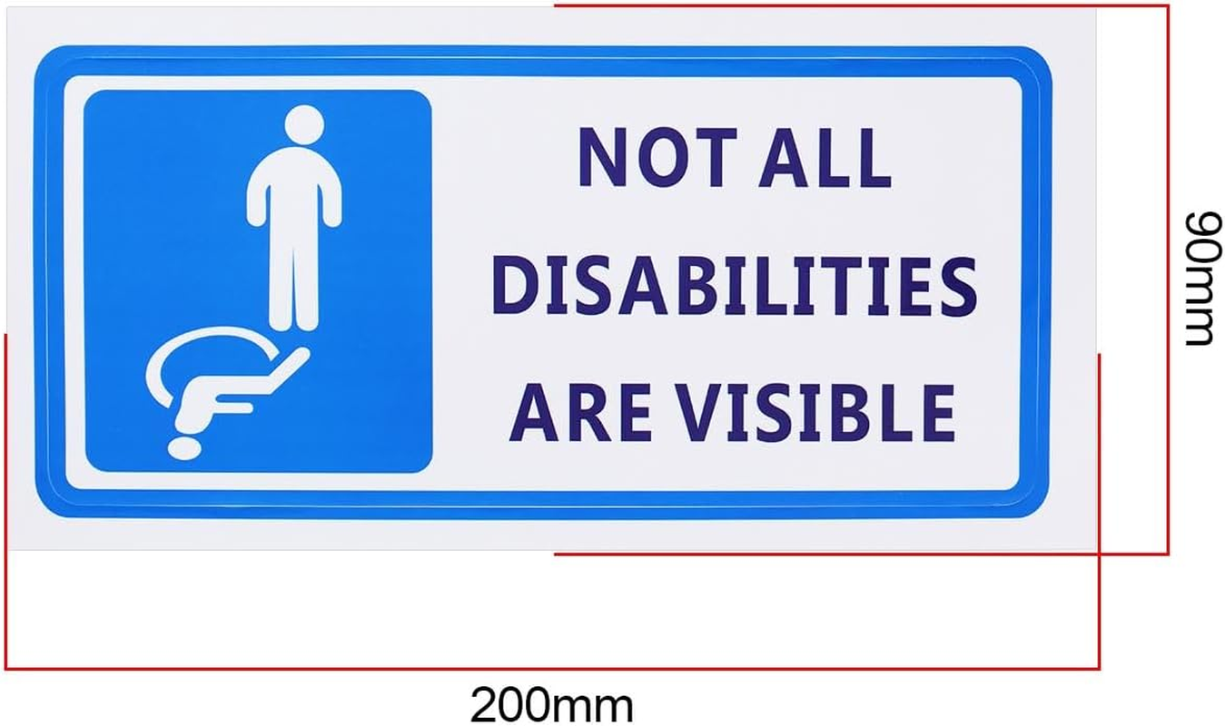 LT Easiyl 5PCS Warning Sign NOT All Disabilities Are Visible Sticker Large Sticker 90Mm X 200Mm for Transport and Public Safety Disabled Car Stickers