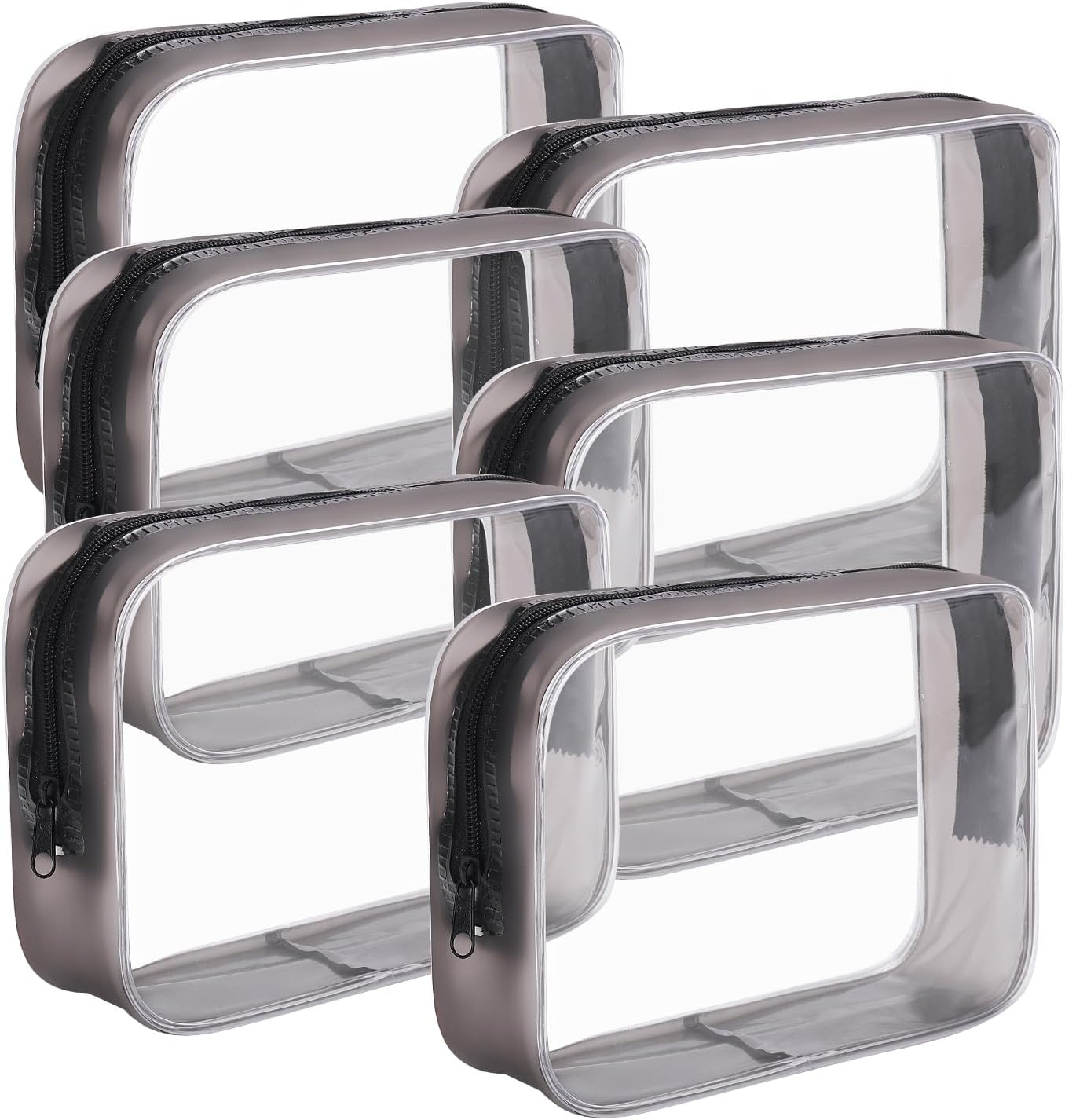 ZHOOGE 6 Pack Clear Travel Toiletry Bag Clear Makeup Bag Cosmetic Toiletry Bag - TSA Approved Clear Makeup Organizer for Travel, Quart Size Bag Carry on Airport Airline Compliant Bag, Multicolor,