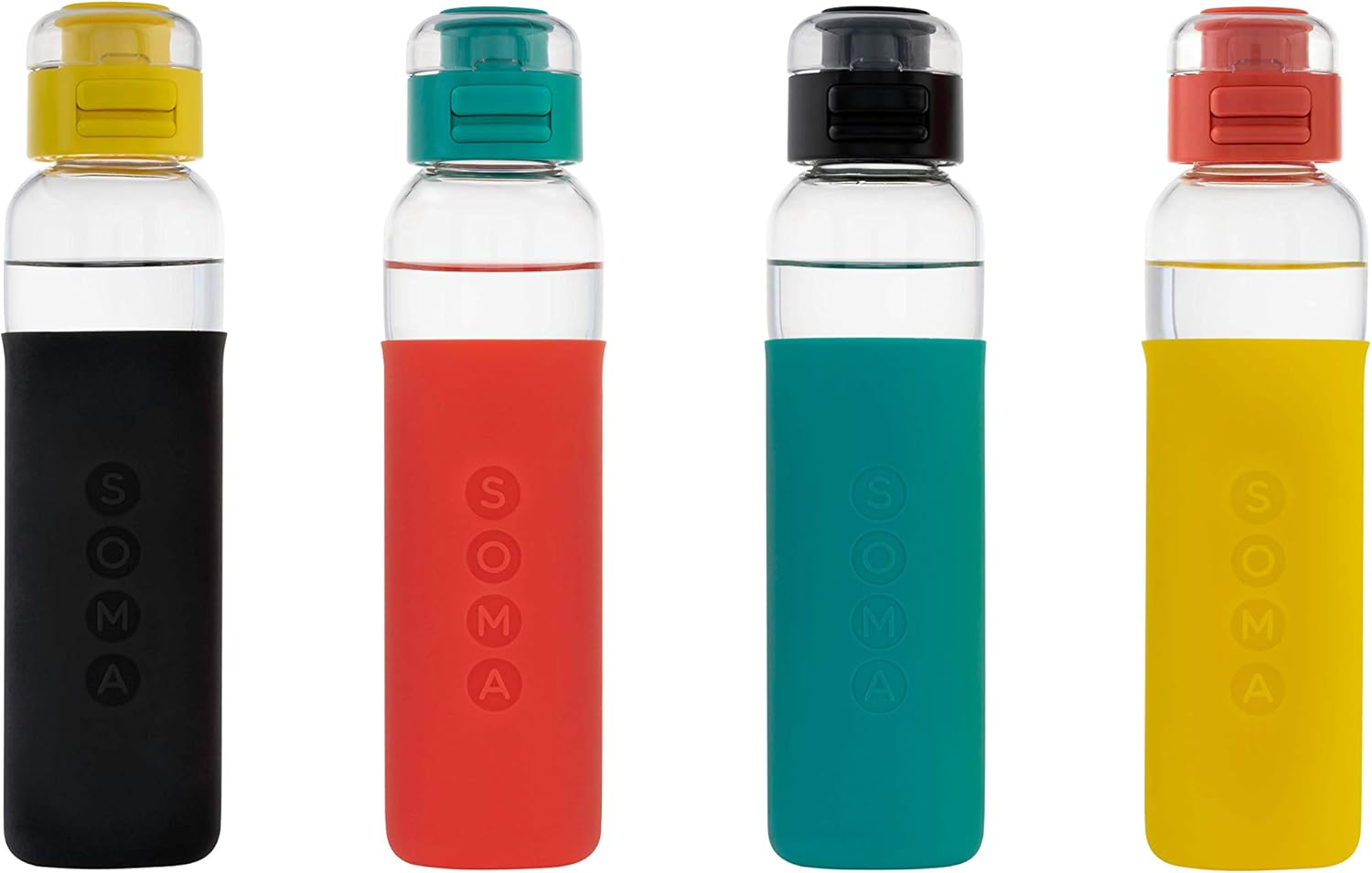 SOMA Glass Water Bottle with Silicone Sleeve, Sport Cap, 17-Ounce, Aqua image number 4