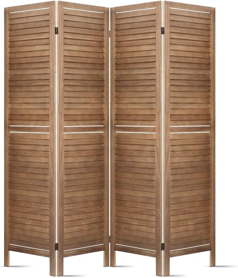 Artiss Room Divider, Folding Wooden Privacy Portable Screen Shelf Dividers Partition Wall Screens Home Pet Child Indoor Balcony Bedroom Furniture, Separator Water-Resistant Brown