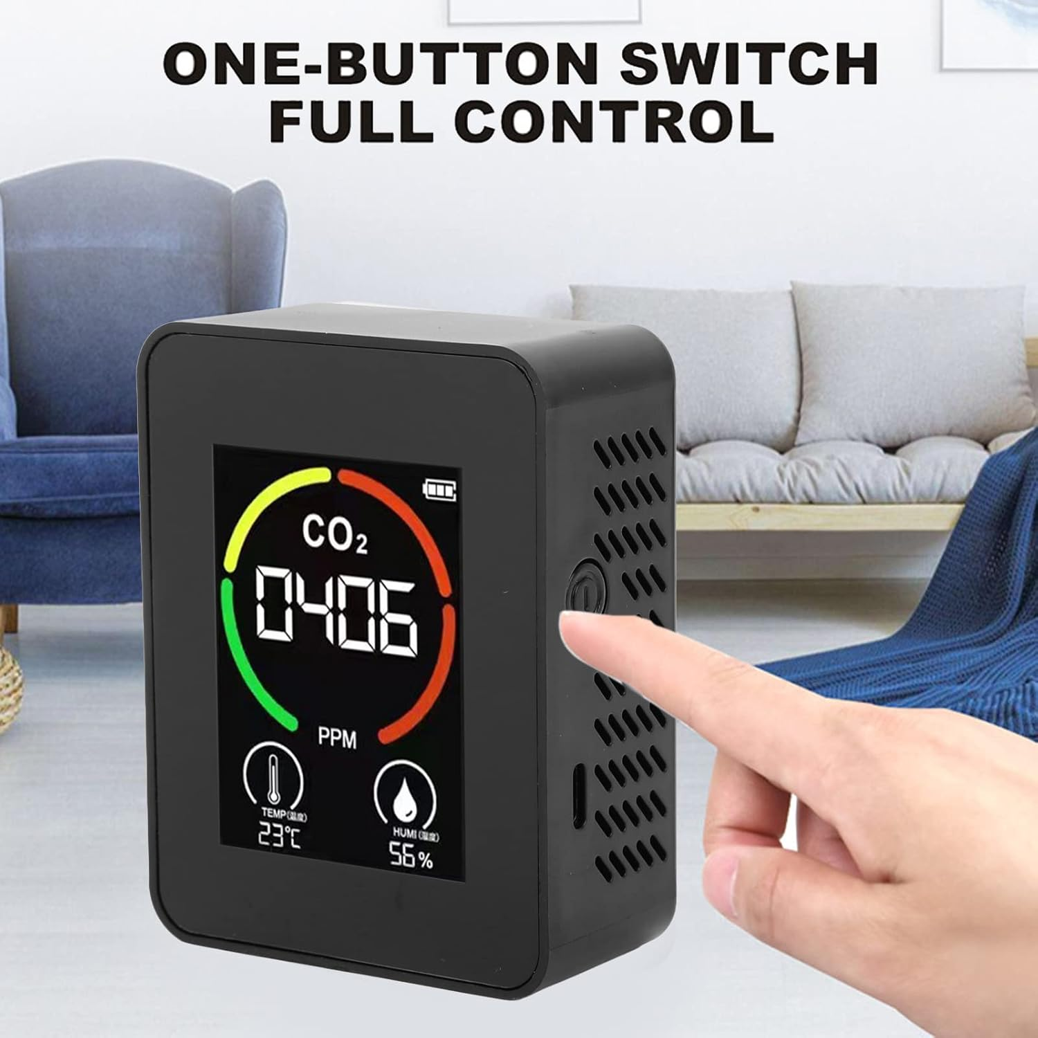 TVOC Tester, Indoor CO2 400-5000PPM Detector Air Quality Monitor Tester Thermometer Hygrometer for Home for Carbon Dioxide Temperature and Relative Humidity image number 1