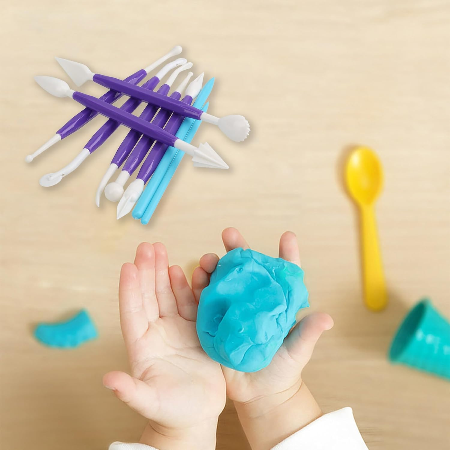 BQLZR Double-Head Plastic Polymer Pottery Clay Sculpture Modelling Carvers Tool Rod with Irregular Shape Edge Set of 9