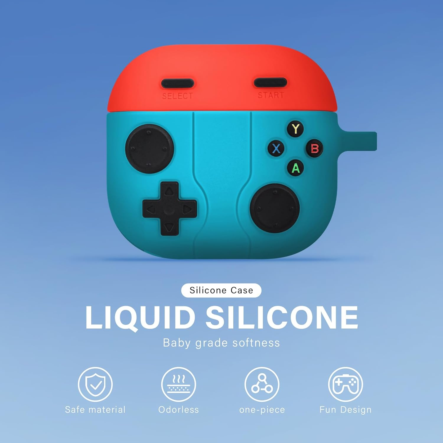 Rorupopo Game Case for Airpods 4 Cover Shock-Proof Protective Silicone Case with Cleaning Pen and Keychain Accessories for Apple Airpods 4Th Generation (Red+White) image number 1