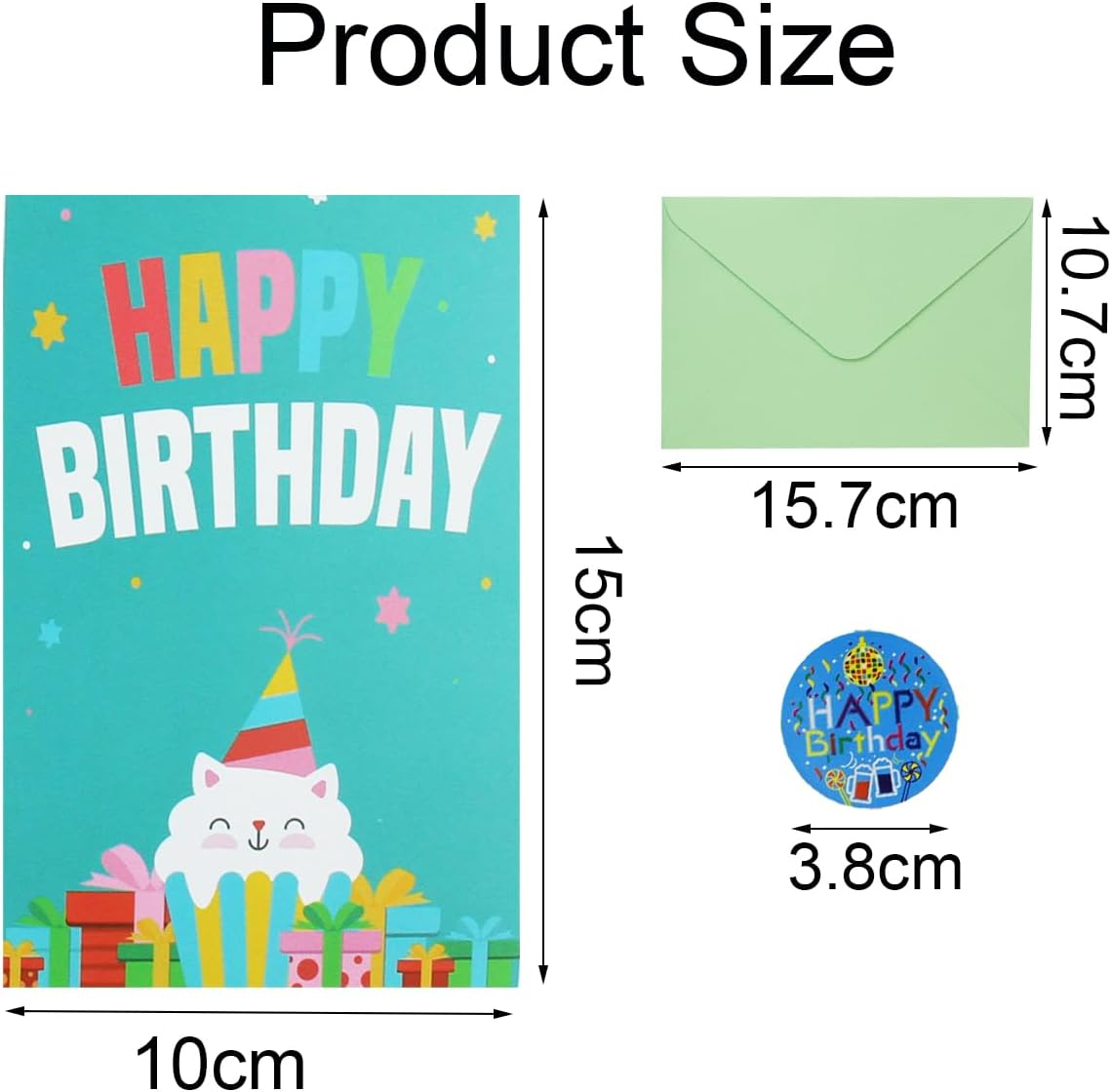 Birthday Cards, 12PCS 4X6 Inches Happy Birthday Card, Blank Happy Birthday Cards with Envelops and Sticker for Family Kids, Friends, Work & Office Celebrations image number 1