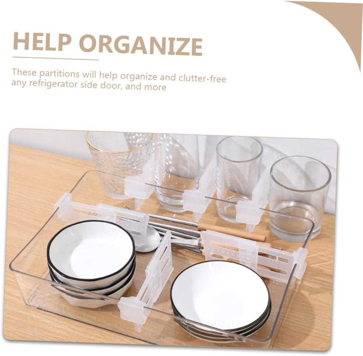 NUOBESTY 3Pcs Adjustable Fridge Side Door Partition Plastic Divider Set, Refrigerator Space Separator for Organizing Small Items, Extendable Storage Panel for Kitchen Fridge image number 1